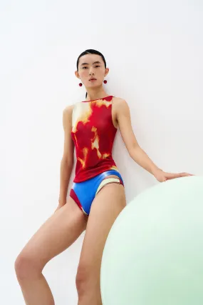 CLAIRE TIE-DYE BOATNECK TANK Anti Microbial Lining Hidden Pocket Design