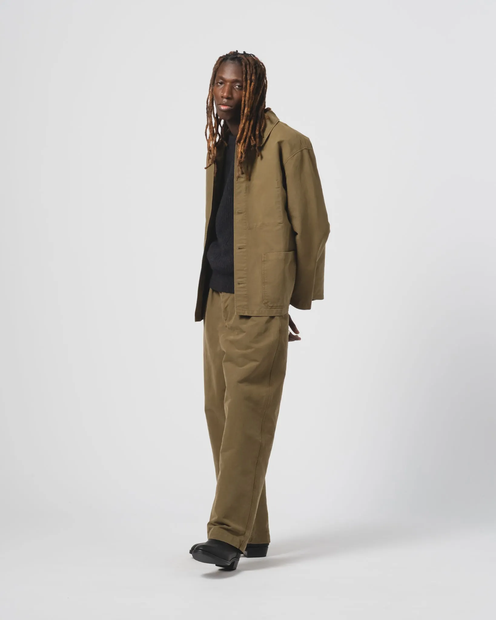 Knee Length Coach Jacket Nebraska Cotton Fossil Green