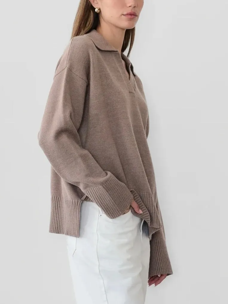 Colette Collared Sweater elegant design Knit Look