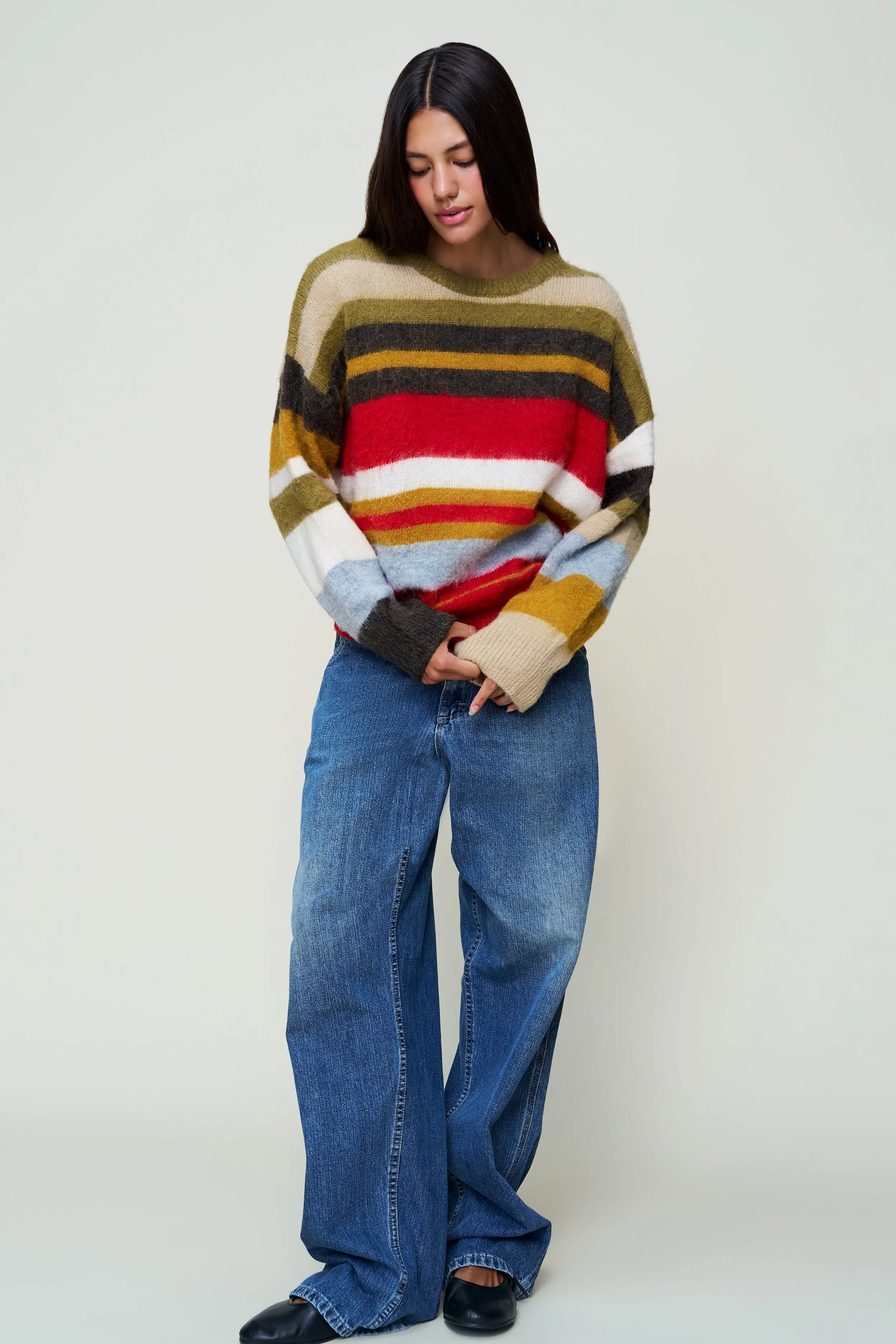 Quick Comfort Wear Eco Conscious Processing Hawley Oversized Stripe Wool Jumper