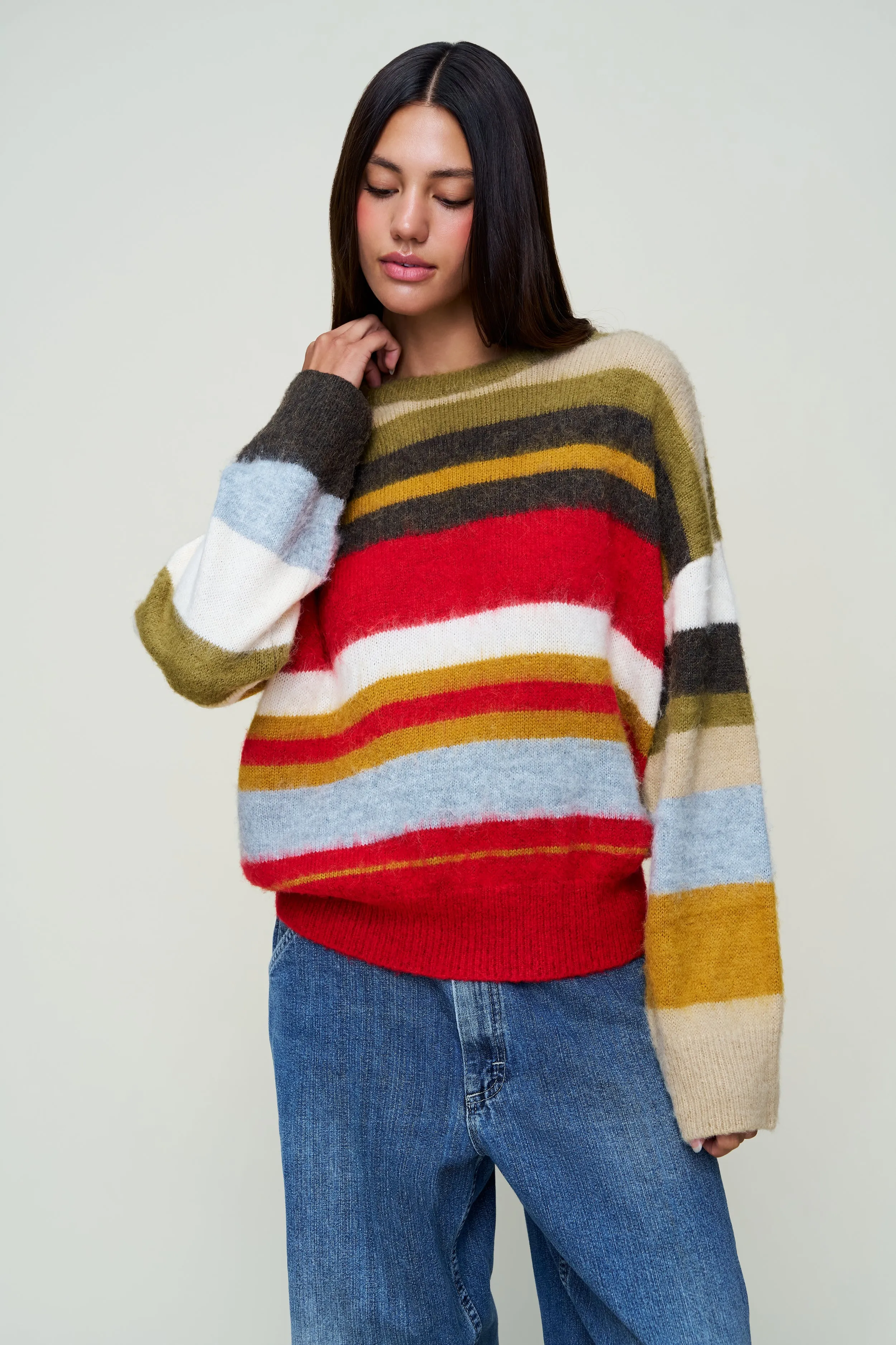 Hawley Oversized Stripe Wool Jumper Warm Knit