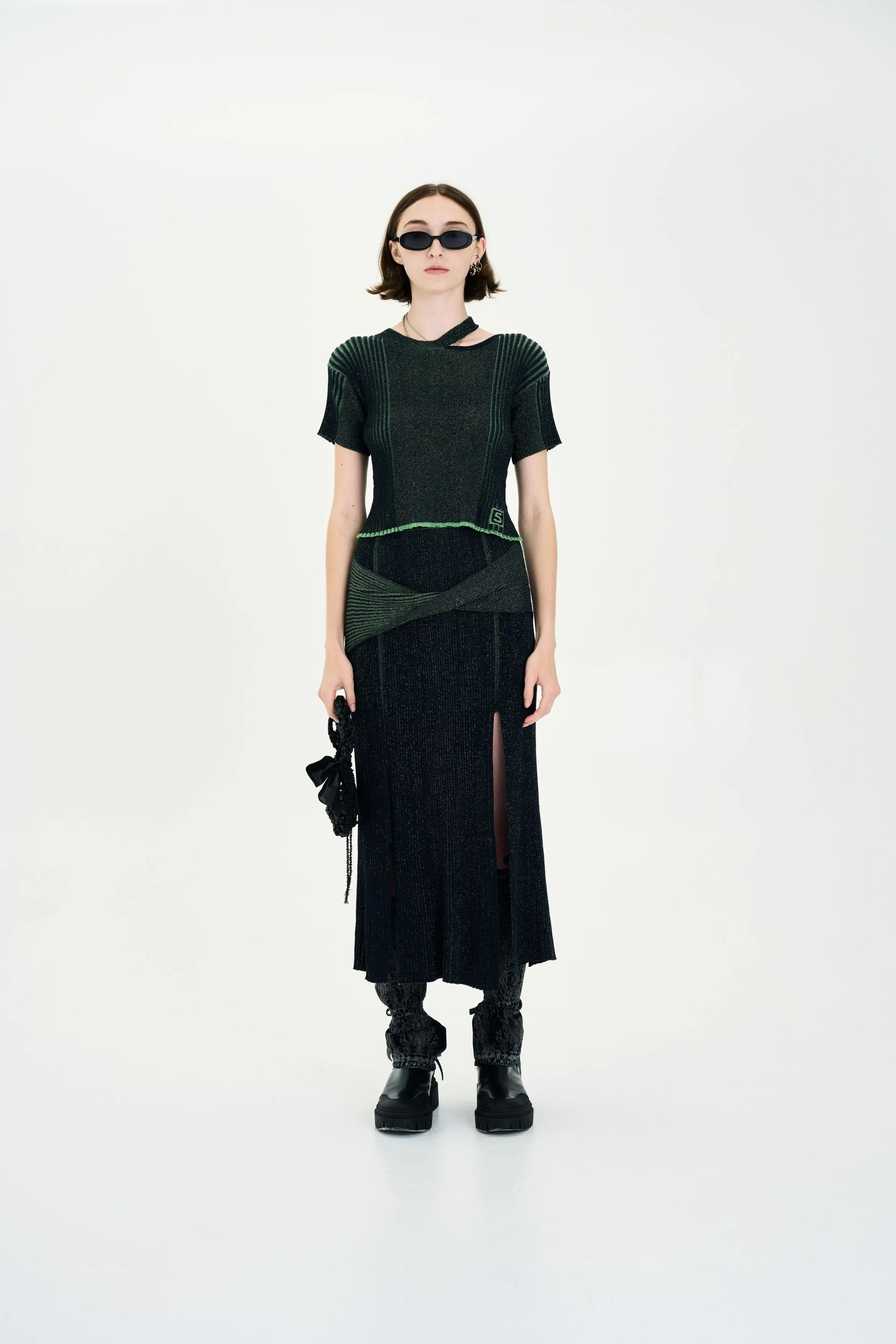 Slim Stretch BreathableMaterial KALMIA METALLIC CARWASH SKIRT