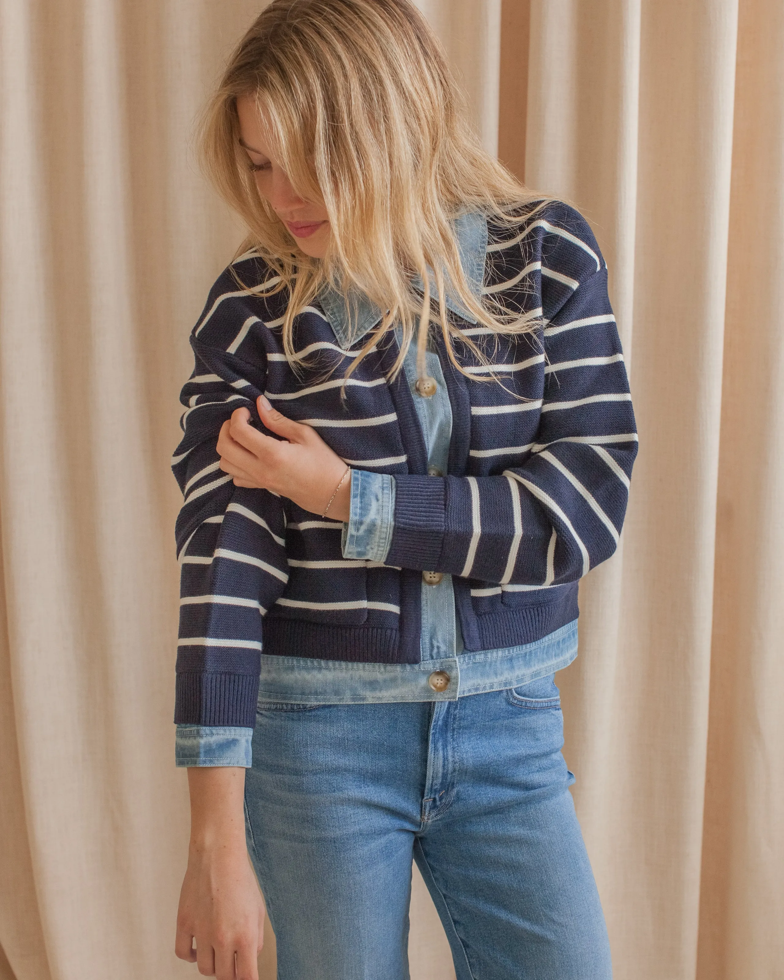 Dani Striped Cardigan Casual Knit Timeless Style
