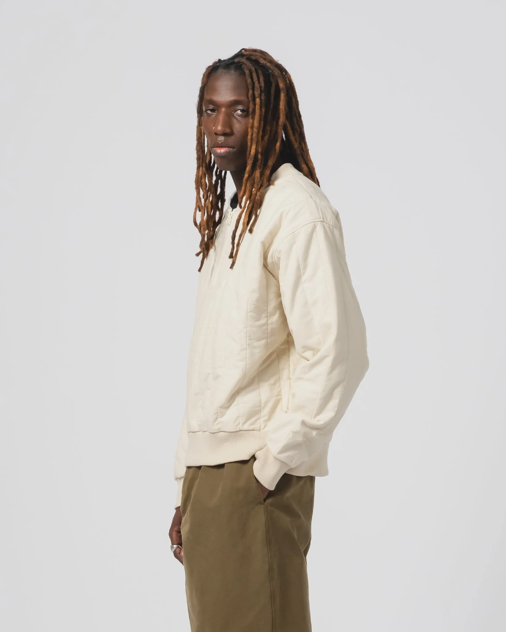 Layered Knitwear Comfort Piece Oslo Sweater Quilted Cotton Ecru