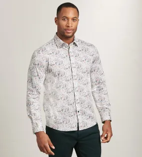 Modern Fit Long Sleeve Paisley Pattern 360 Stretch Casual Shirt Sustainable Dye Process