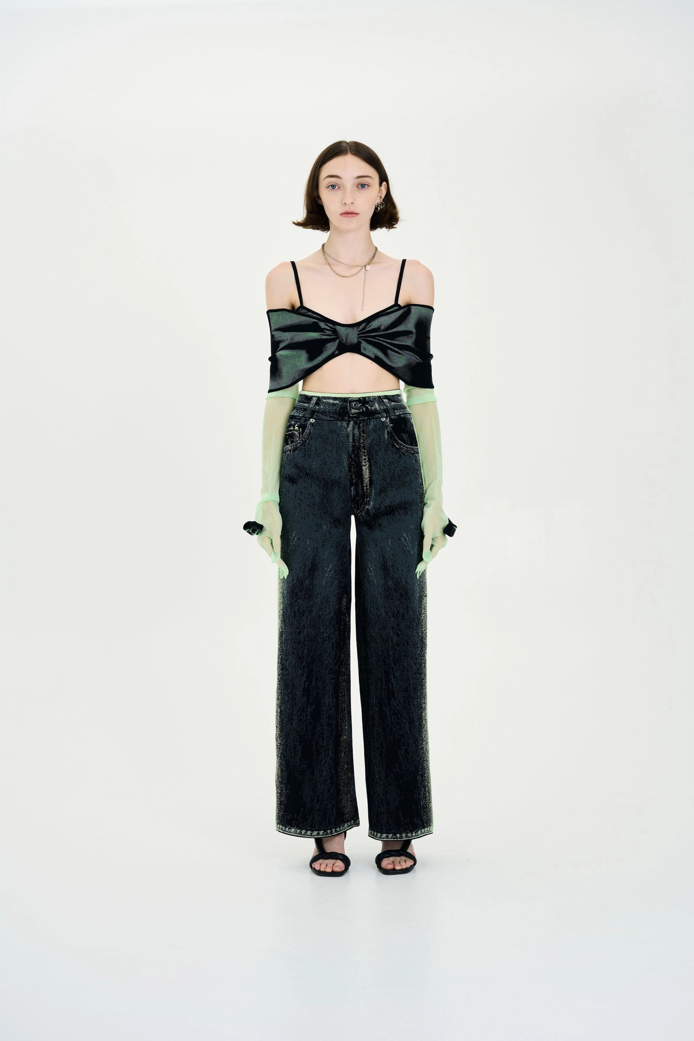 TULIP DENIM PRINT BRA TOP AntiPillingFinish