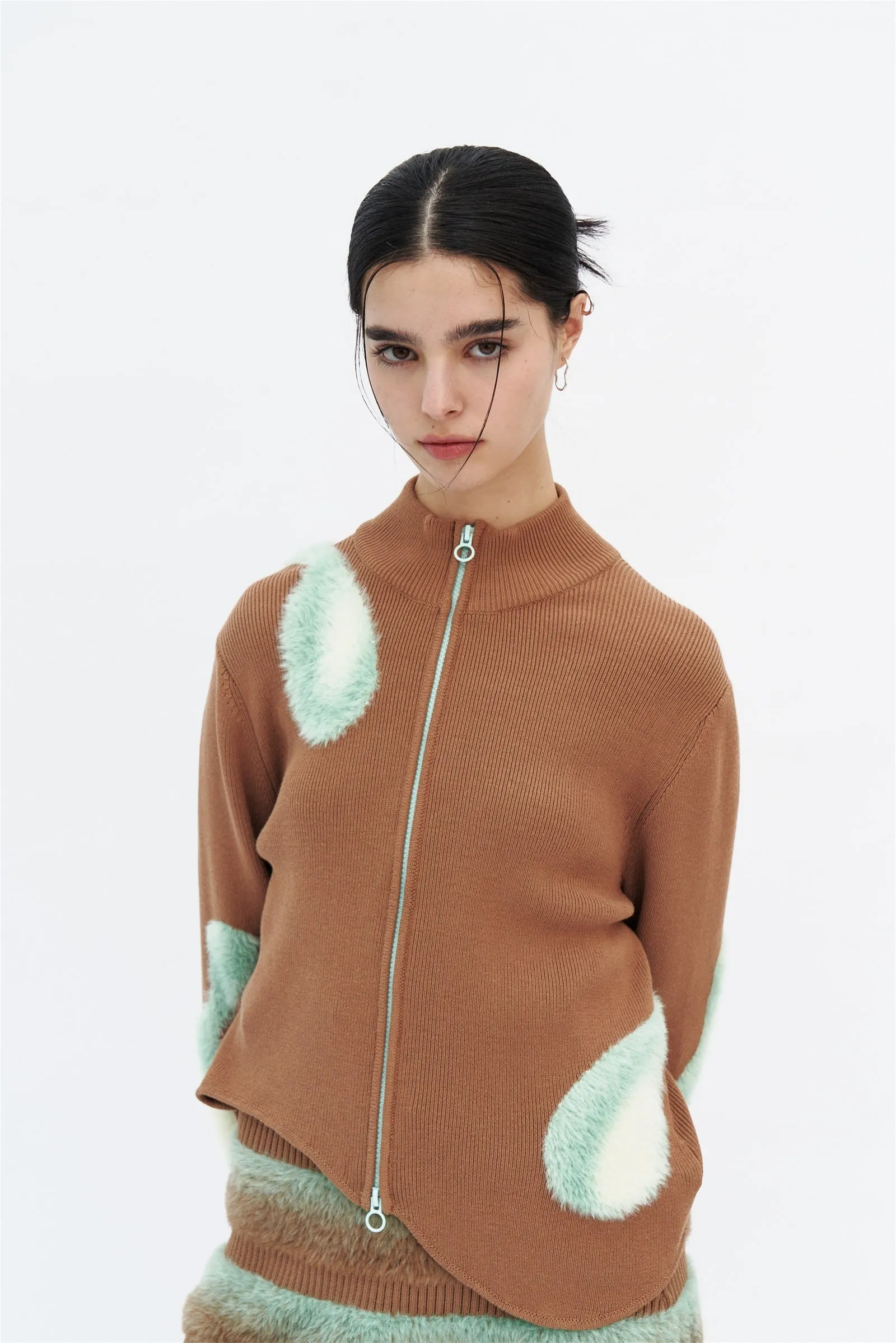 All Season Adaptability Anti Pill Technology BLENNY MIXED MEDIA JACKET WITH WAVY HEM