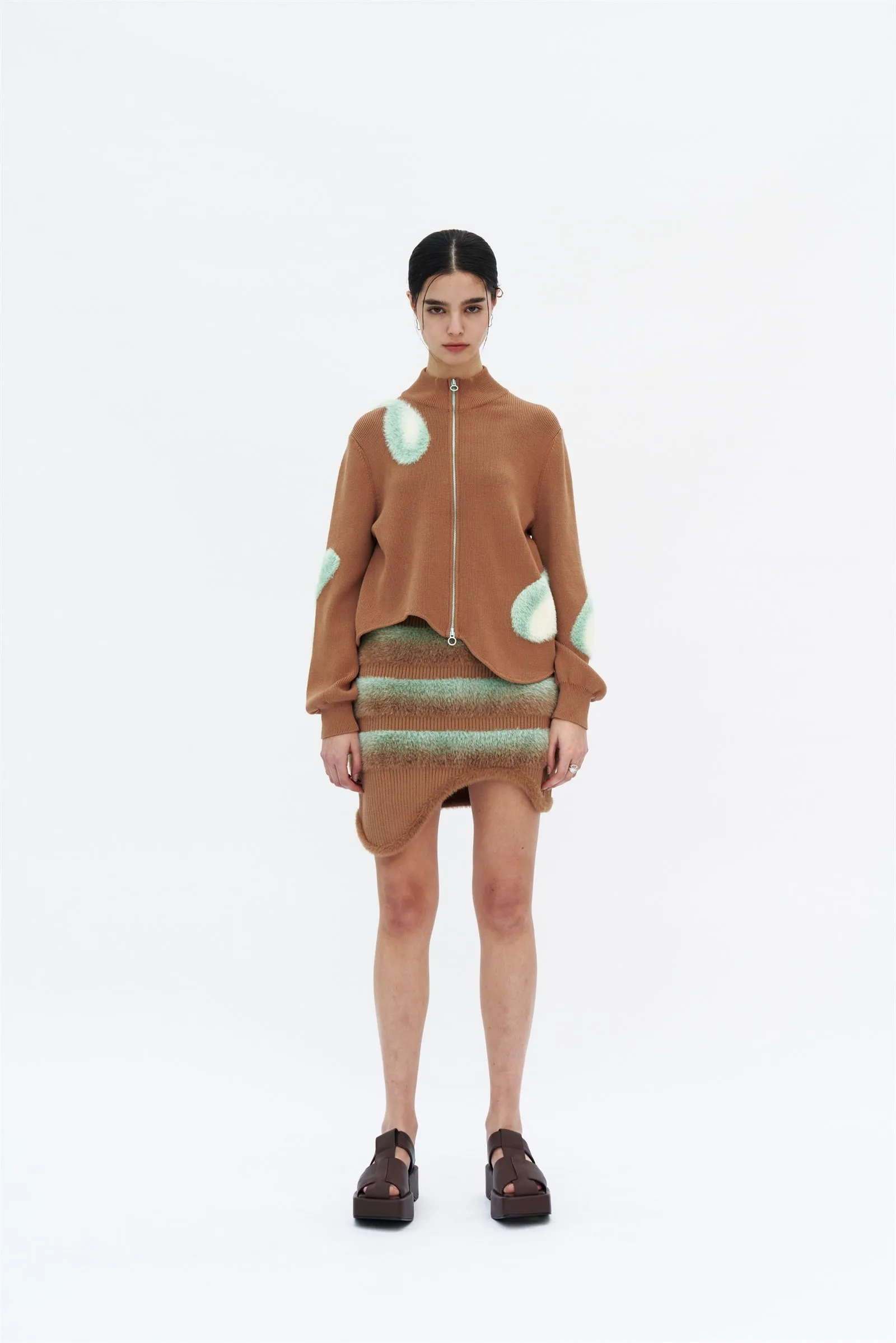 BLENNY MIXED MEDIA JACKET WITH WAVY HEM abrasion resistant coating