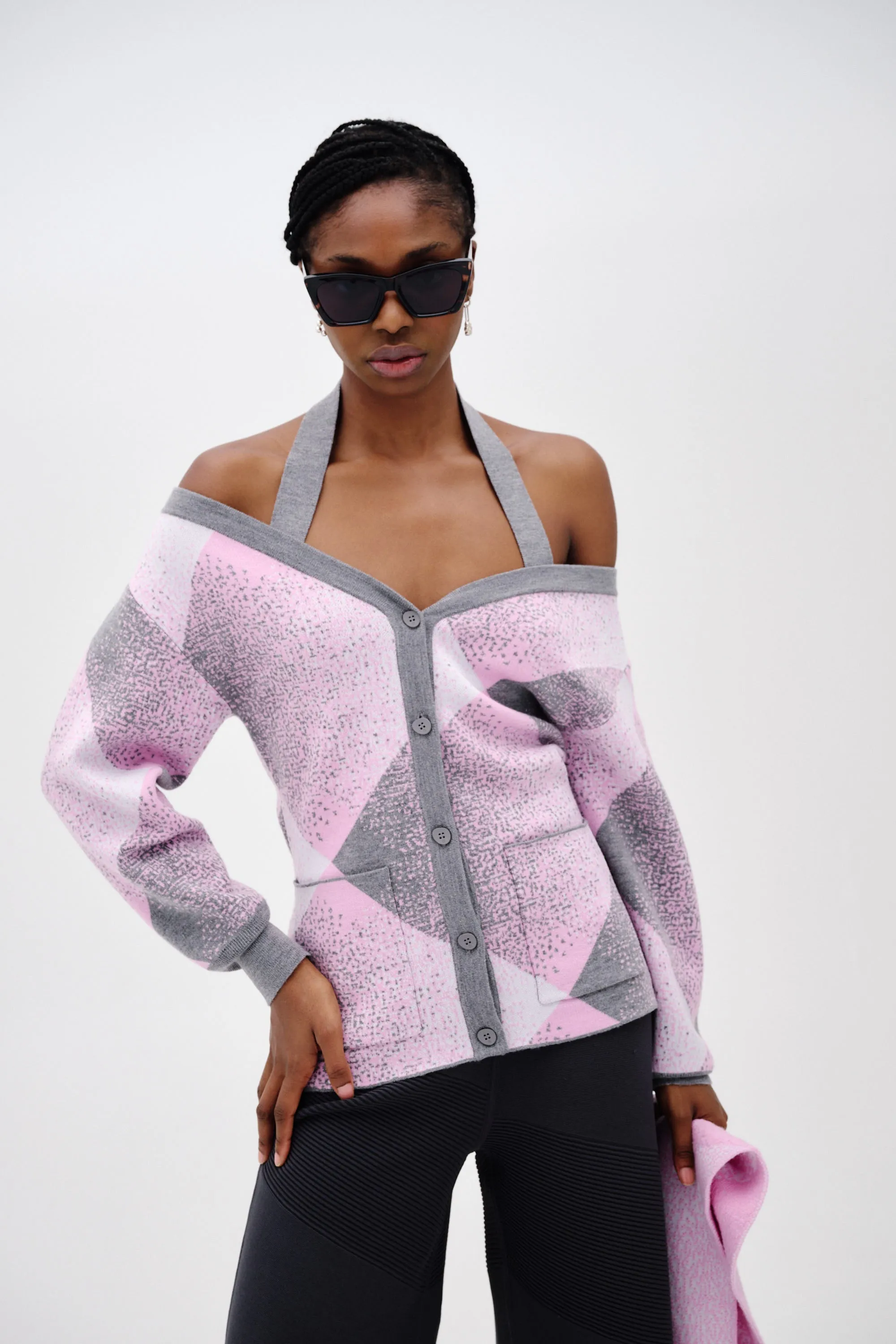 Flexible Neckline Tencel Cotton Hybrid Weave NIRO DROP SHOULDER MERINO WOOL CARDIGAN