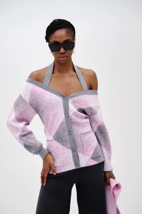 Flexible Neckline Tencel Cotton Hybrid Weave NIRO DROP SHOULDER MERINO WOOL CARDIGAN