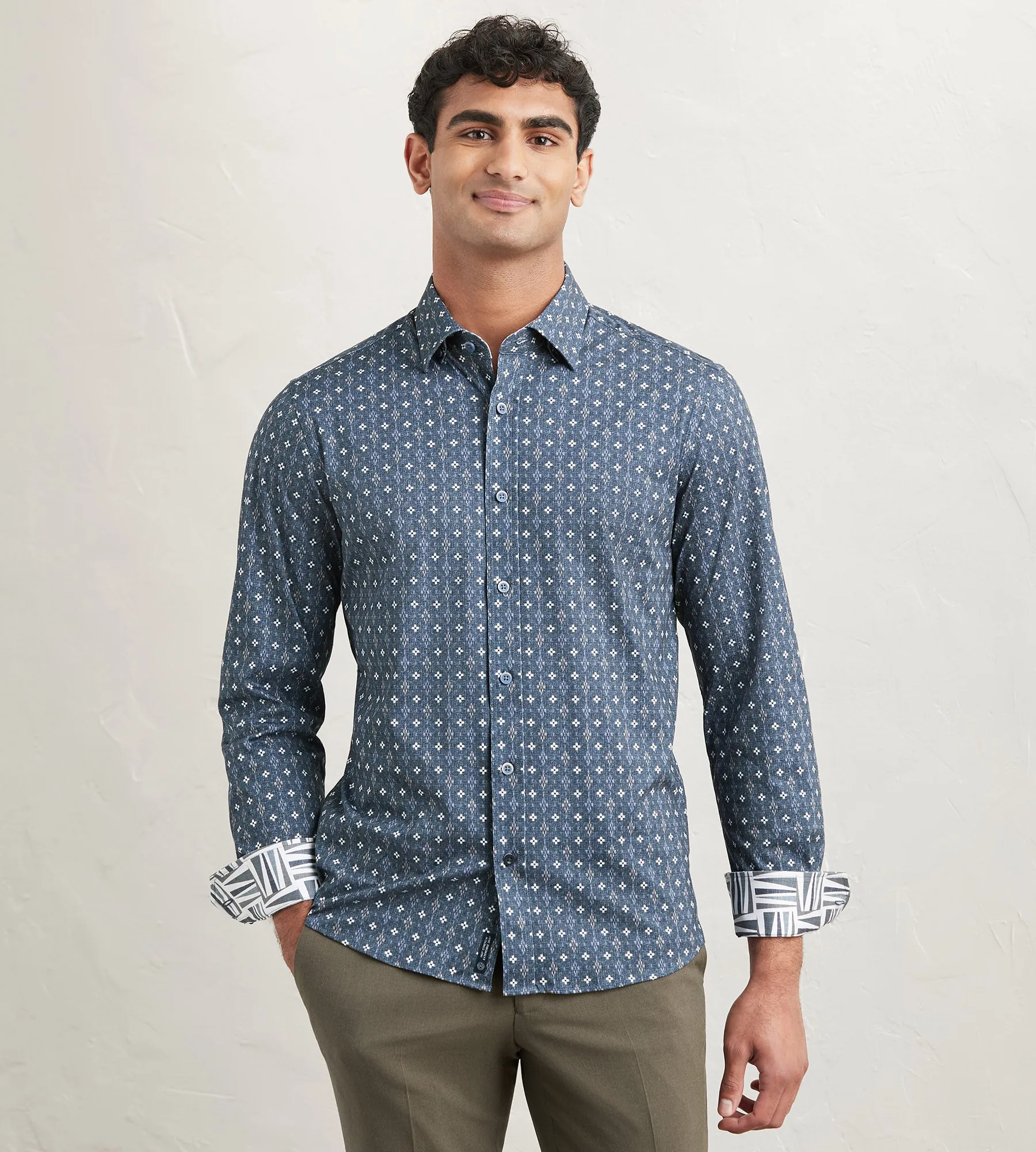 Modern Fit Long Sleeve Floral Pattern 360 Stretch Casual Shirt Casual Option Sustainable Manufacturing Process