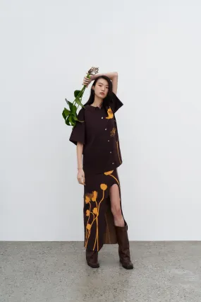 LILY FLOWER PRINT WAVY MIDI SKIRT Chill Style