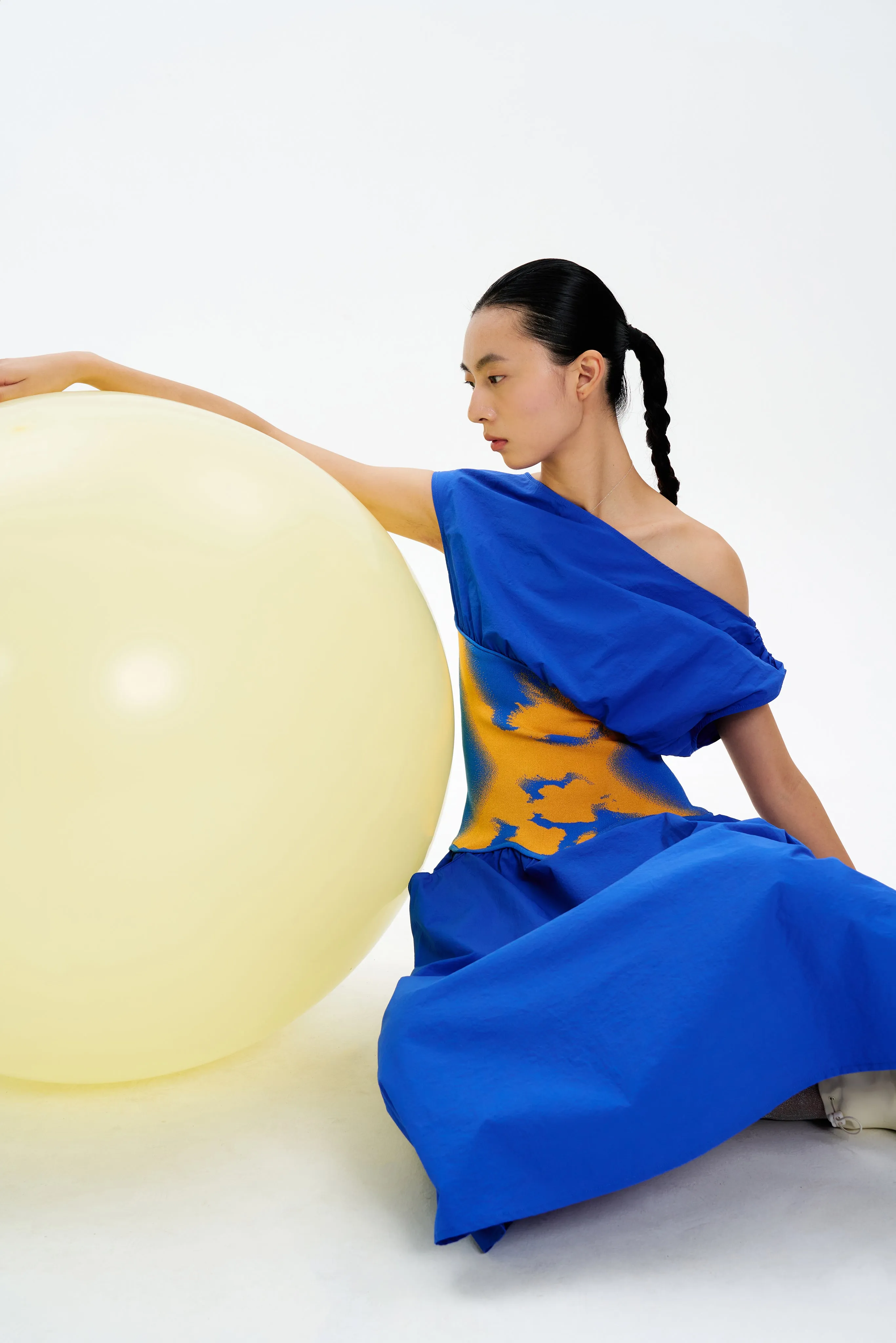 LEAH MIXED MEDIA MIDI DRESS Elegant Outline Easy Mood