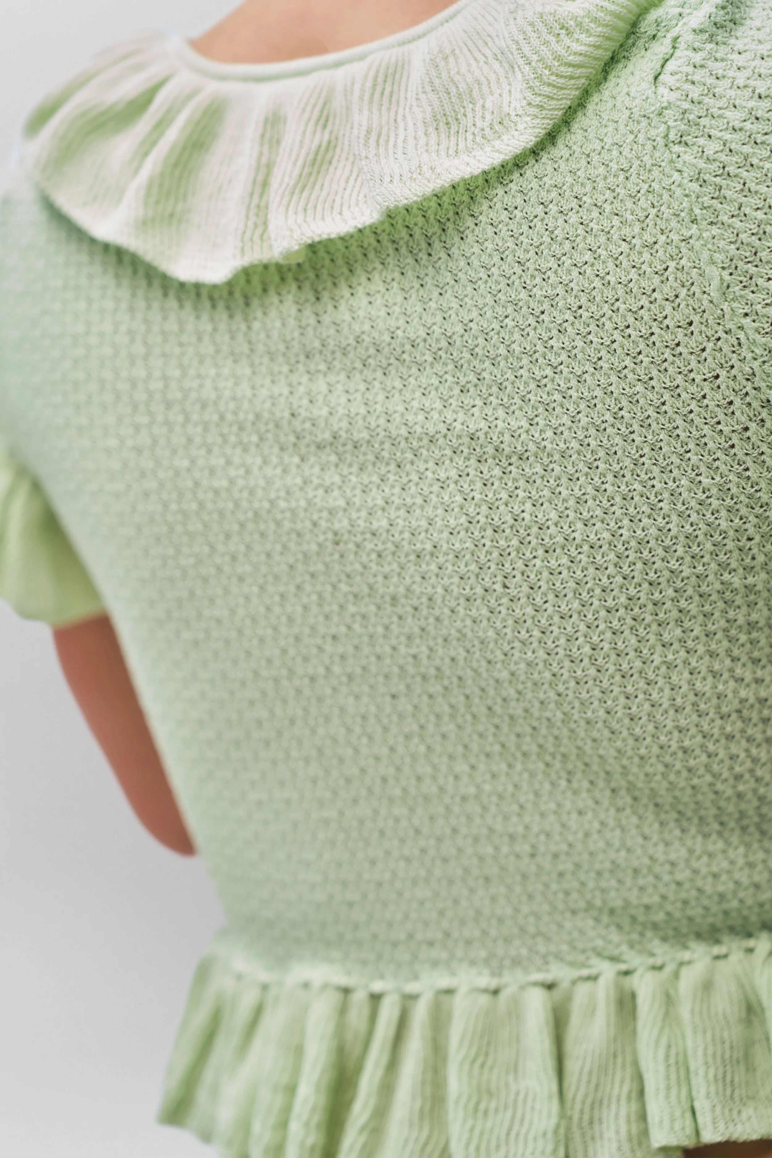 Ruffle Knit Tie Top Chilly Weather Wear