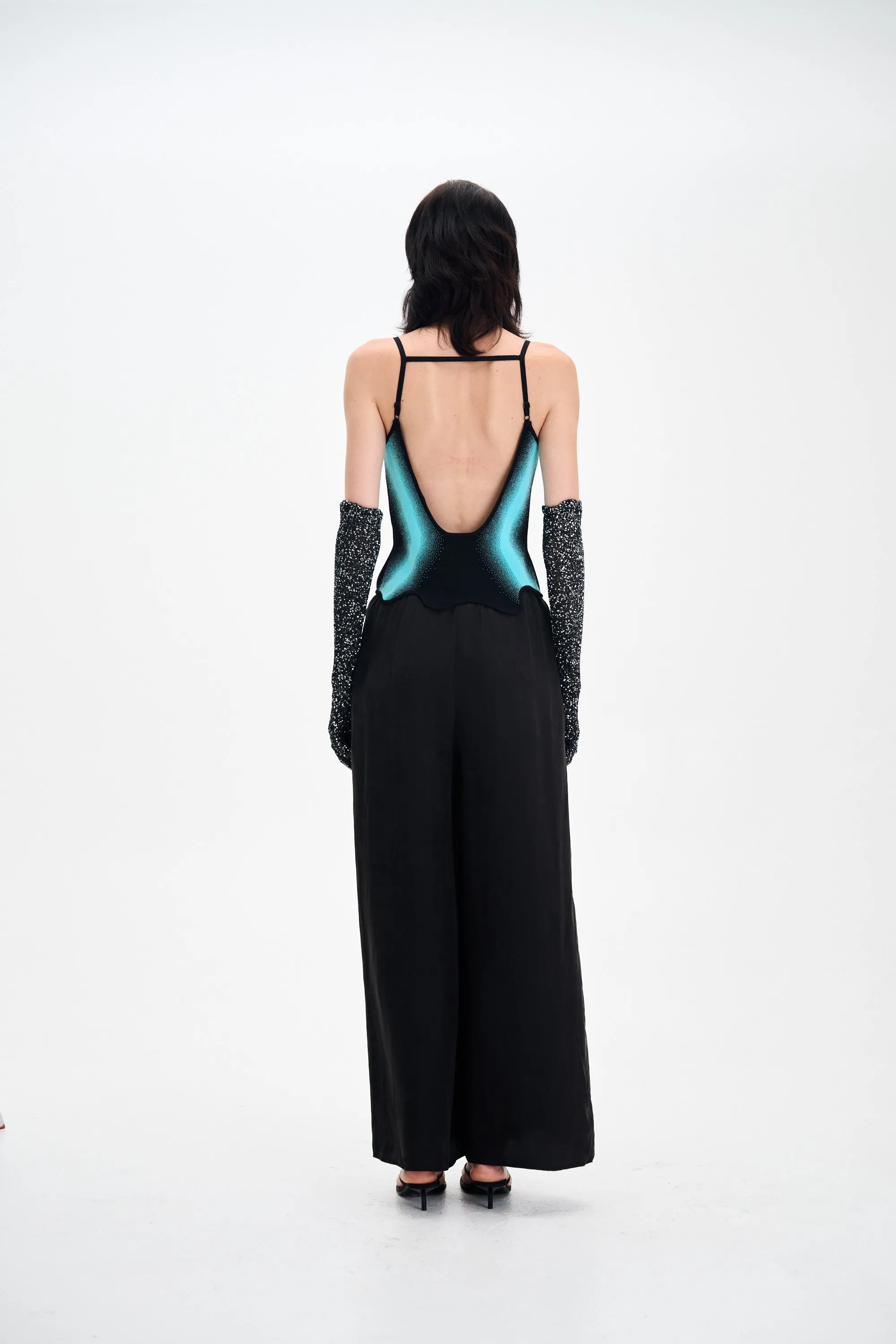 Contoured Panel Design AURORA MIXED MEDIA JUMPSUIT
