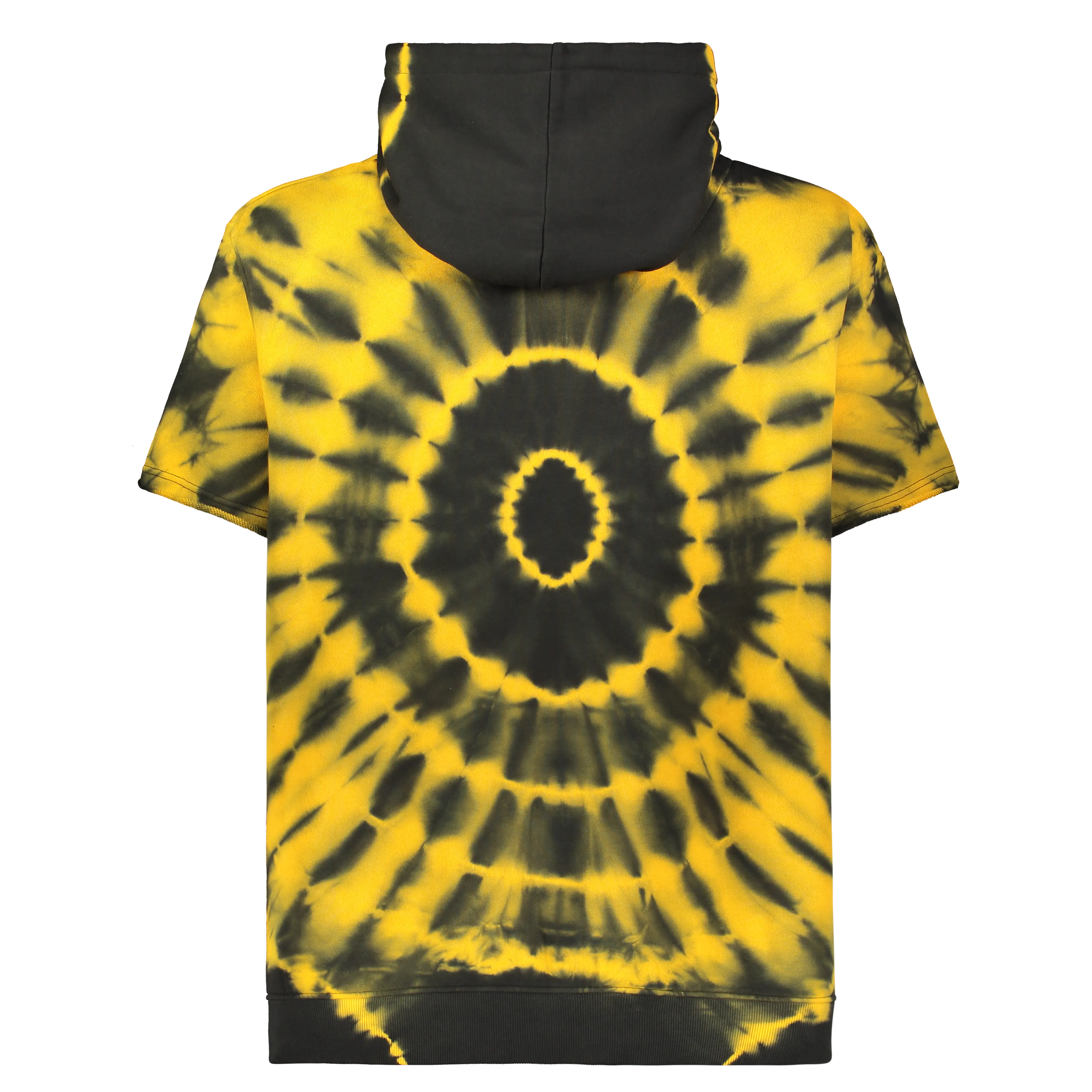 SHORT SLEEVE TV HOODIE BLACK/ORANGE CIRCLE TIE DYE country style Soft Apparel