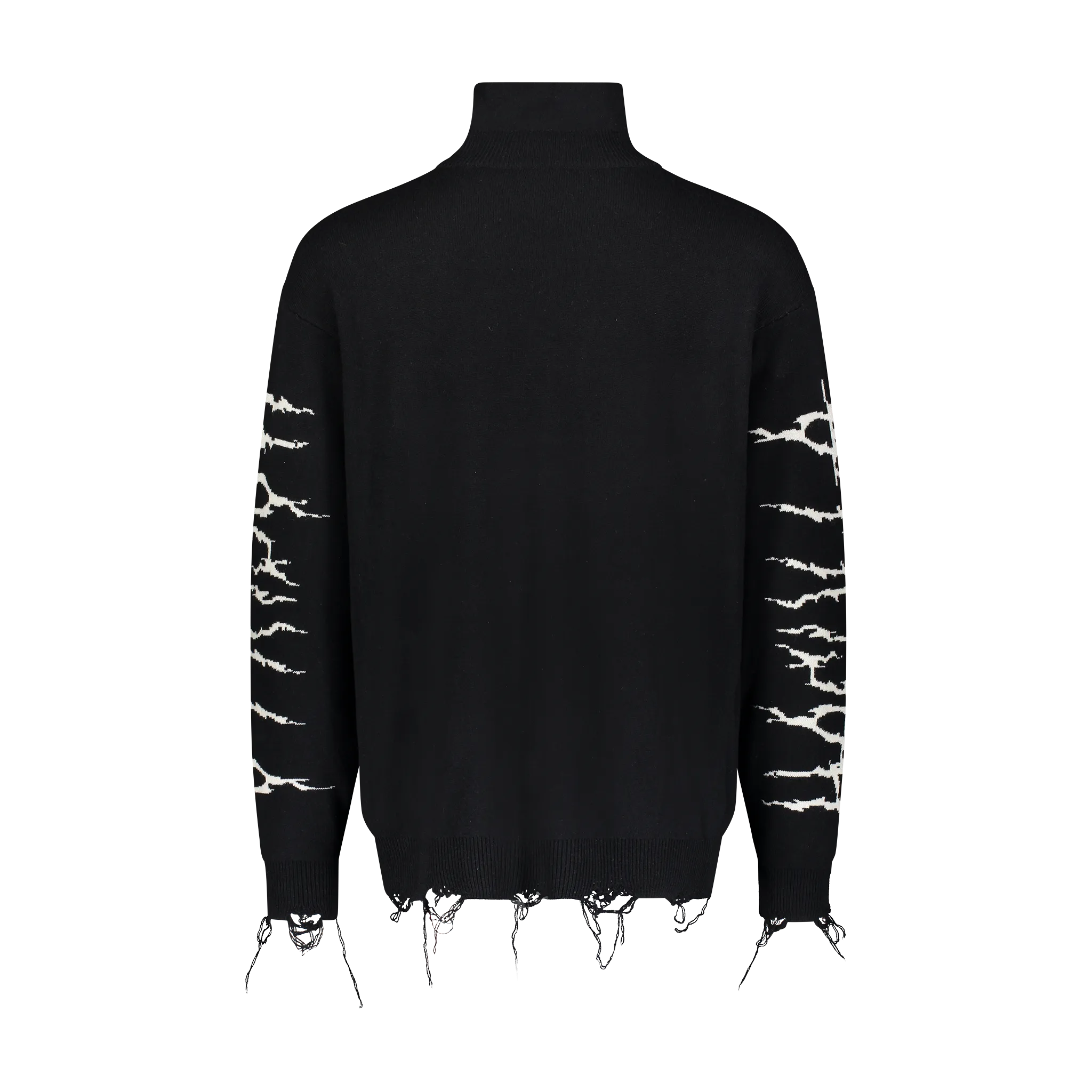 Light Stretch Fit BROKEN HEART TURTLE NECK BLACK SWEATER