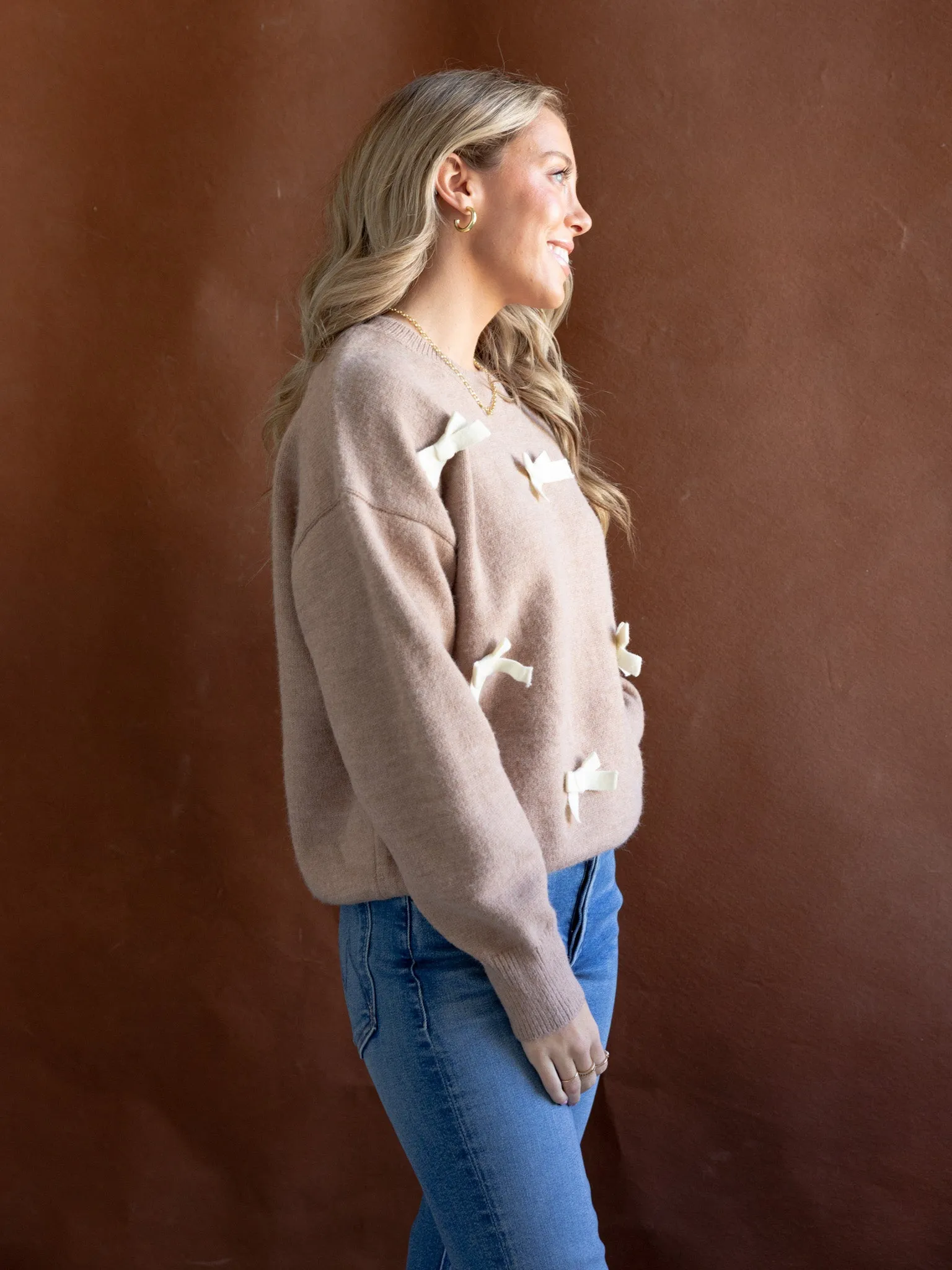 Cozy Wear Fit Crewneck Bow Sweater