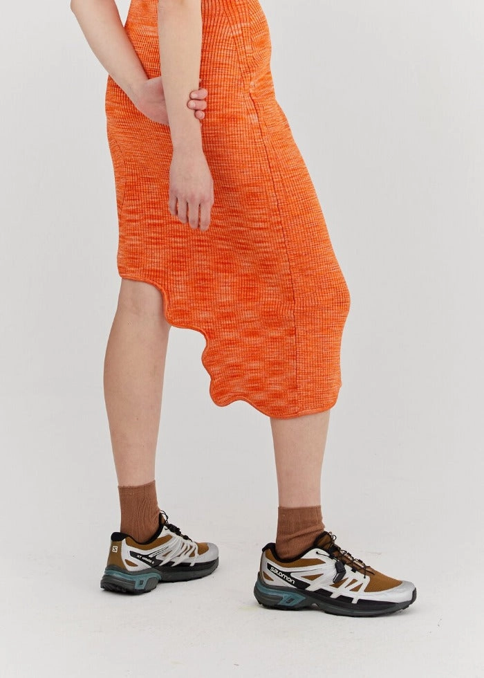 Hannah Silky Asymmetric Wavy Dress Sporty Look