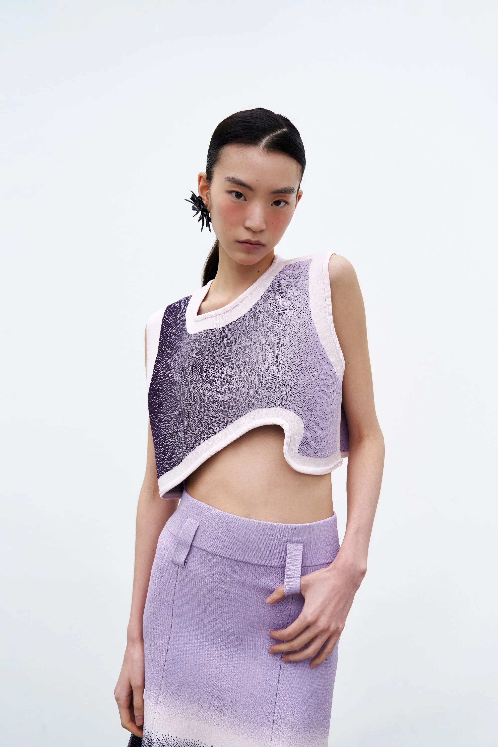 DAHLIA OVERSIZED WAVY CROP TOP MultiLayer Stitching Stylish Hoodie