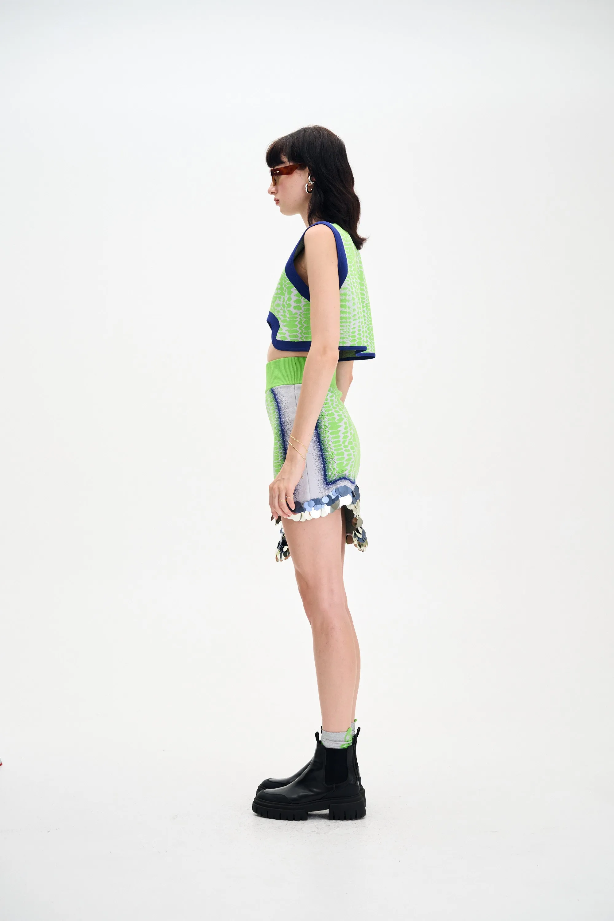 Hidden Pocket Design DAHLIA OVERSIZED WAVY CROP TOP