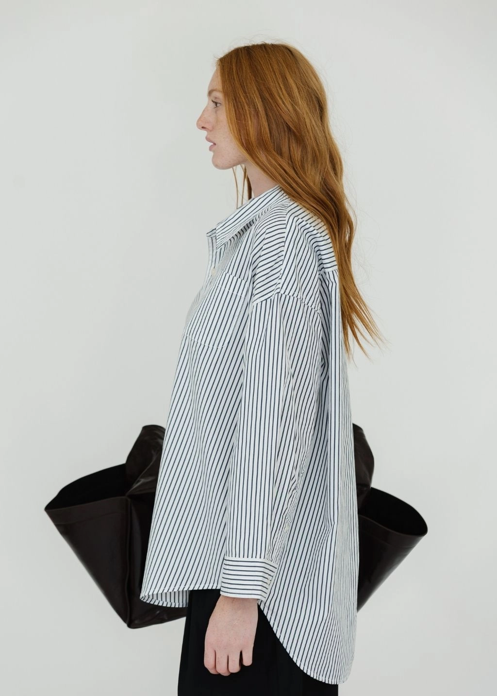 Denimist Button Front Shirt in Navy/White Stripe Ventilation Panel