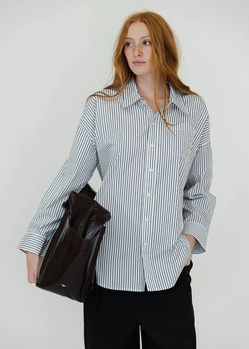 Denimist Button Front Shirt in Navy/White Stripe Quick Dry Technology simple design