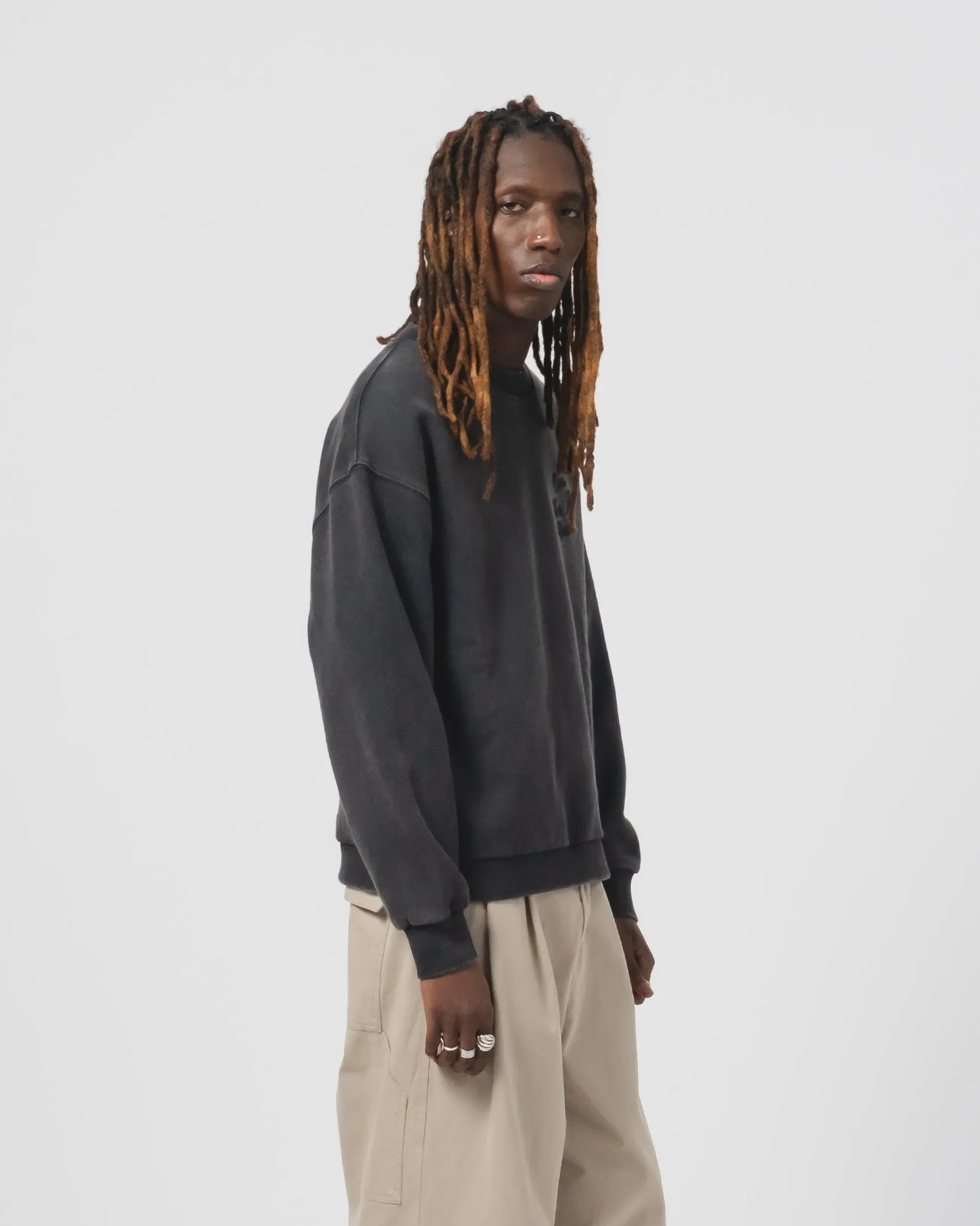 Comfy Appeal Active Wear Detroit Sweater Basic Fleece Washed Black