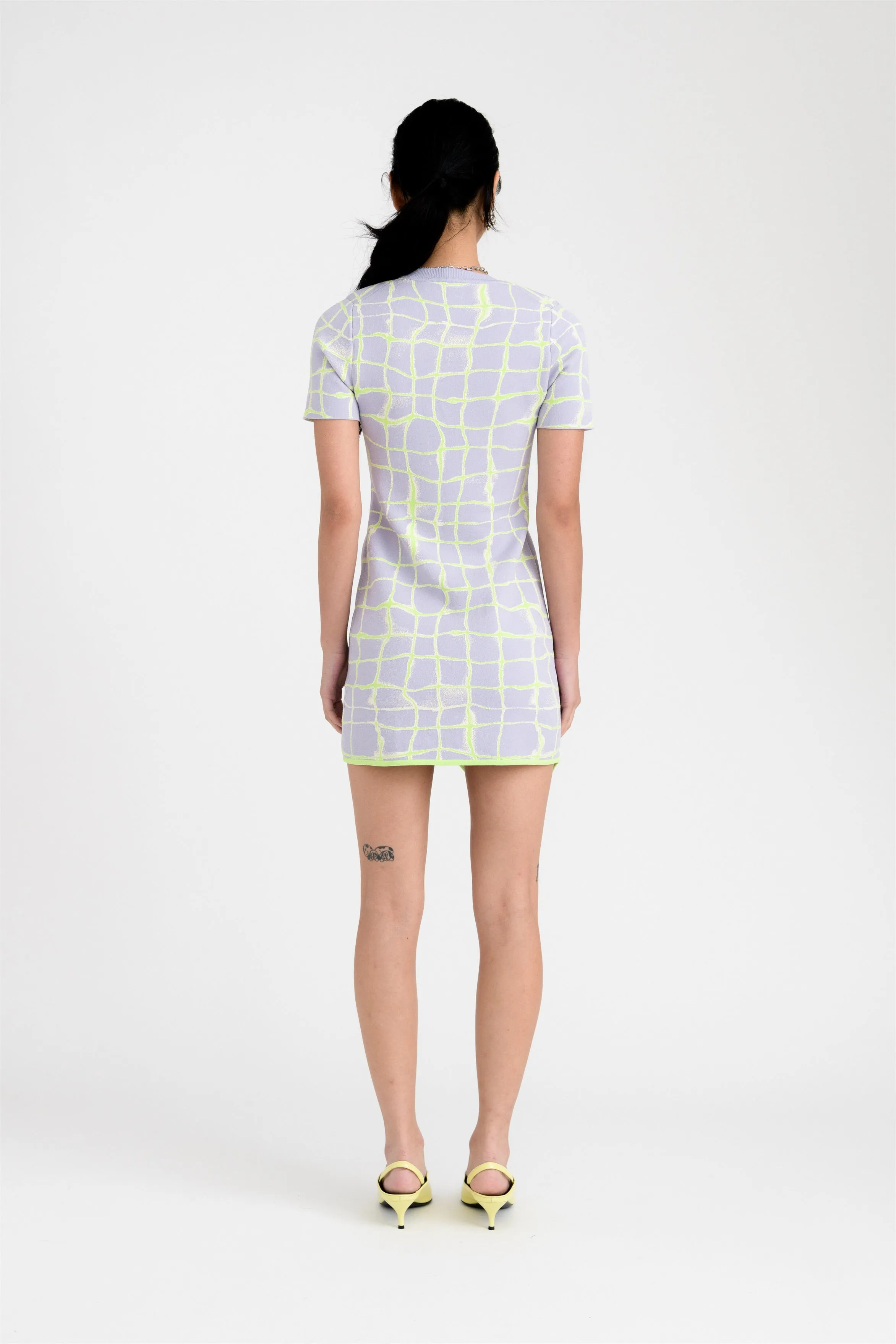 DEXTER AQUA SHORT SLEEVE MINI DRESS Subtle Glow Casual Edge