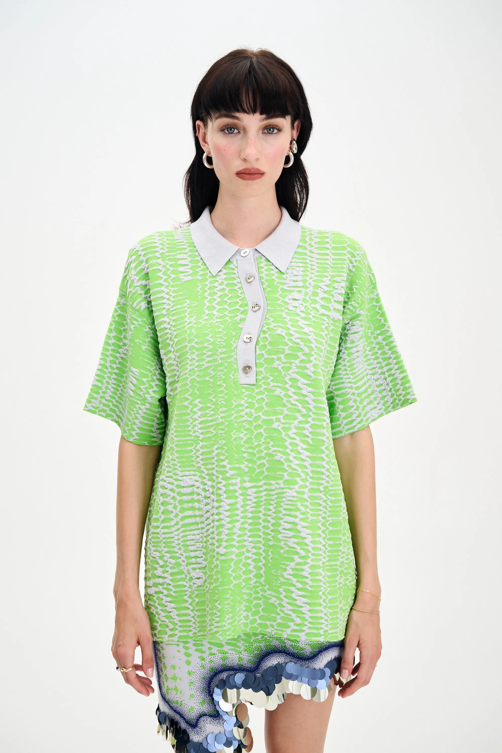 DIABLO OVERSIZED POLO SHIRT MeshPanel Comfy Cardigan