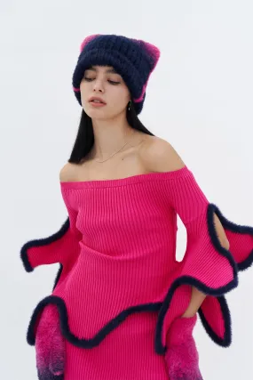 Reflective Safety Trim DIANAE DROP SHOULDER 3D WAVY TOP