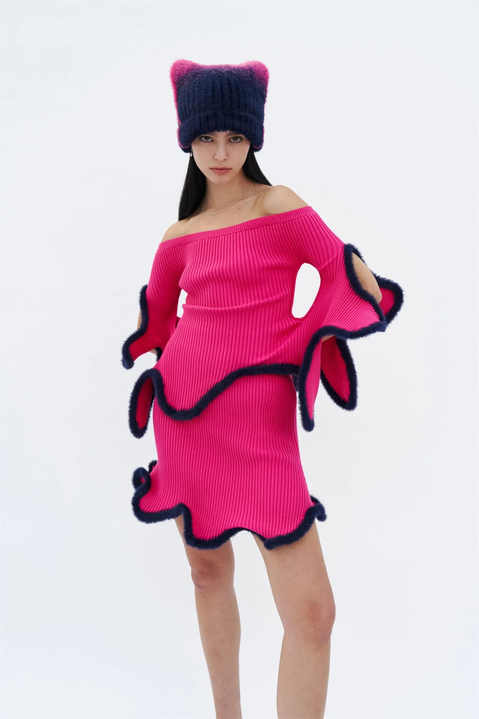 DIANAE DROP SHOULDER 3D WAVY TOP Layered Look