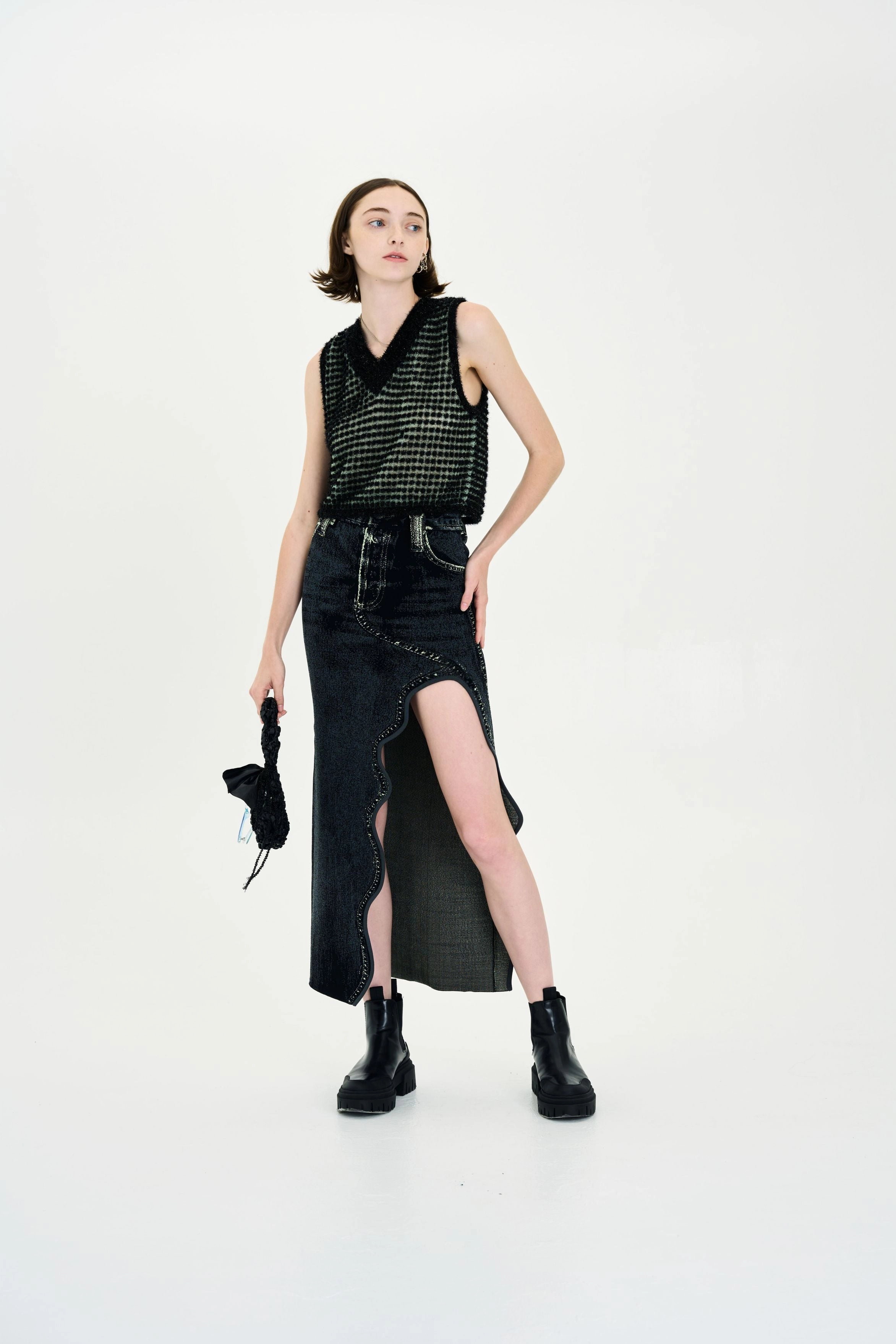 DIANELLA METALLIC TANK TOP Layered Neckline Details Temperature Control Technology