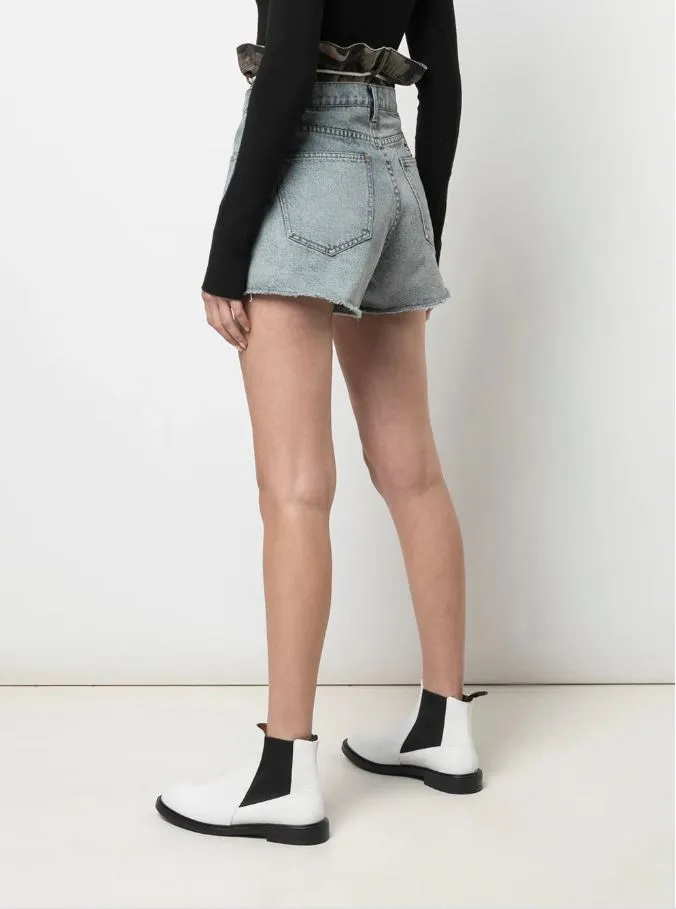 DOUBLE HAC DENIM SHORTS BLUE DENIM/ JUNGLE CAMO Bold Print Weekend Favorite