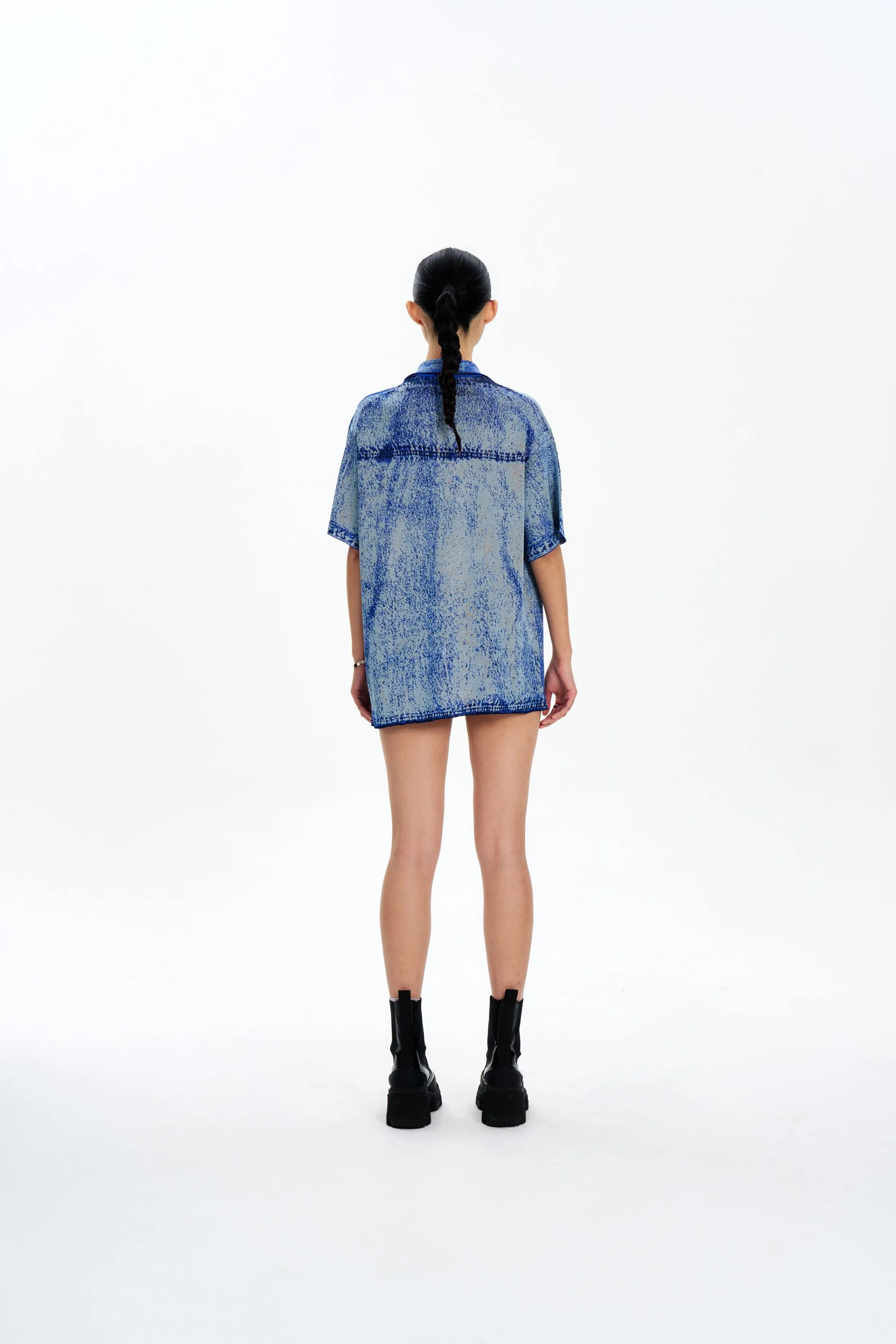 ASHER OVERSIZED DENIM PRINT POLO Comfy Cardigan