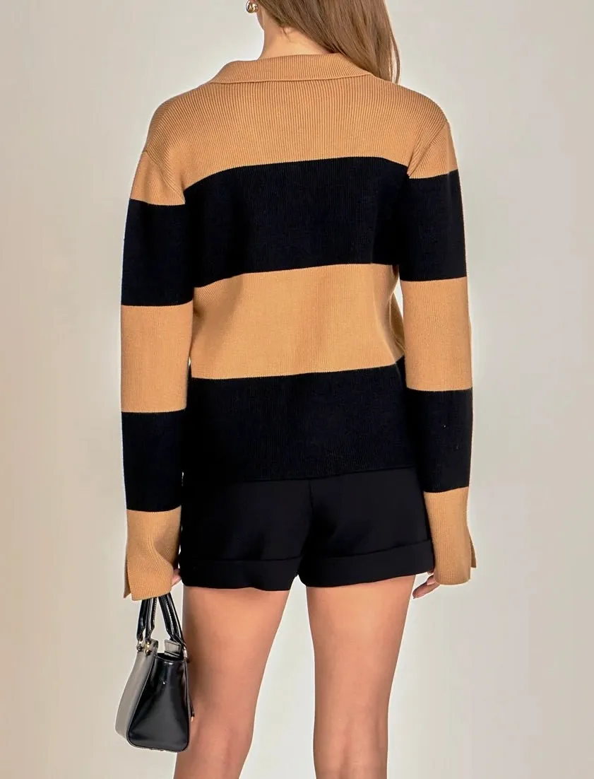 Dani Striped Collared Sweater Comfort Flex Fit