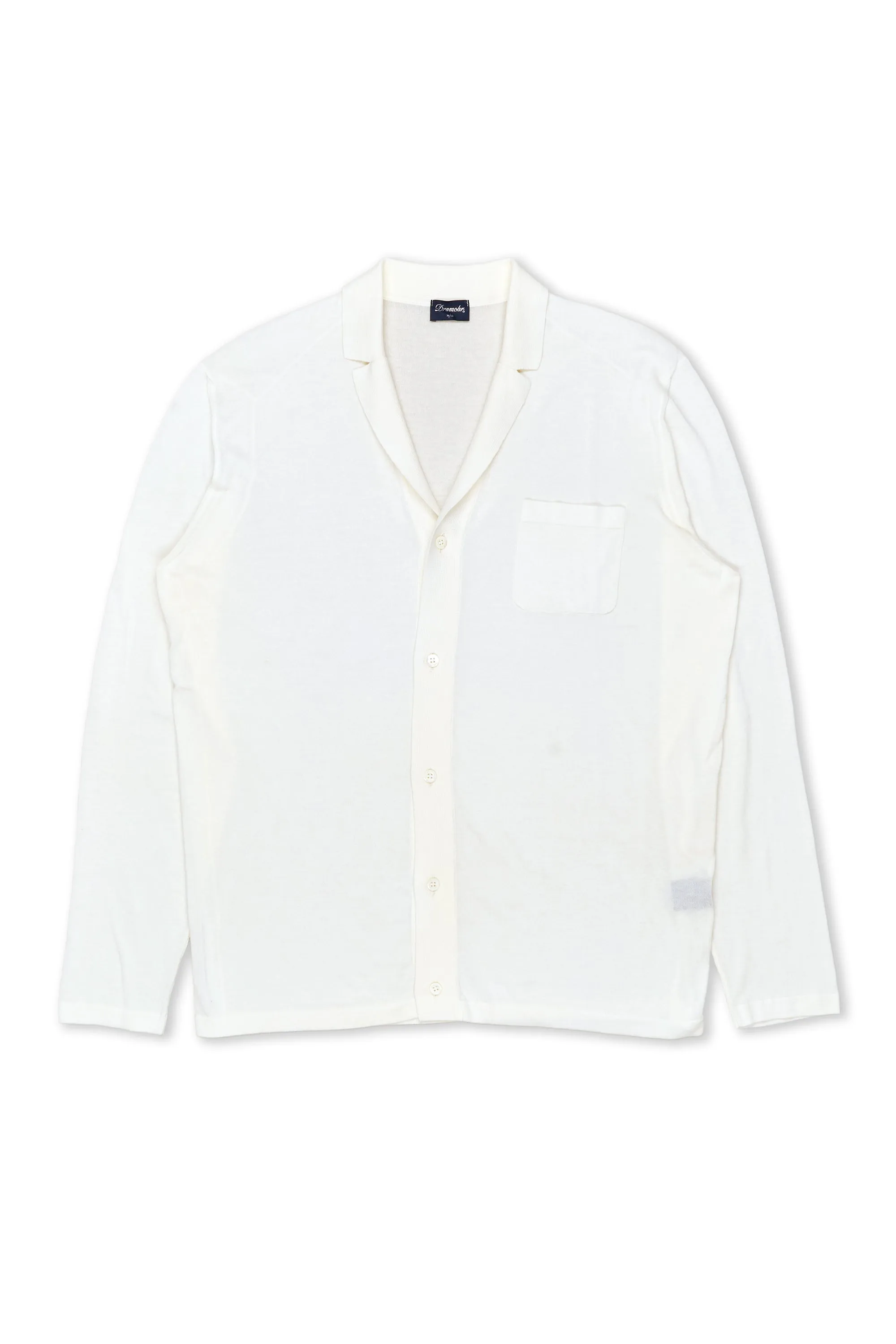 Drumohr Latte Knitted Cotton Long Sleeve Shirt Multi Pocket Design