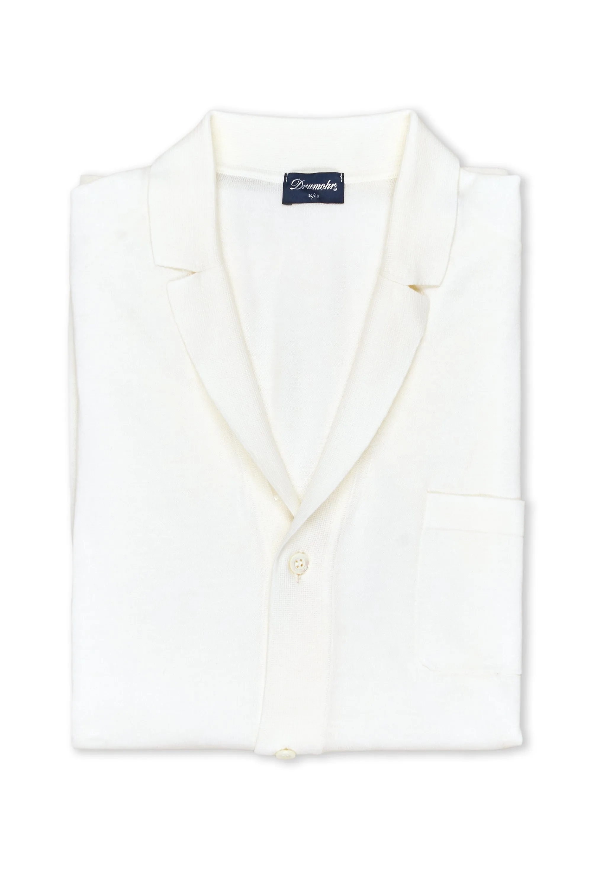 Drumohr Latte Knitted Cotton Long Sleeve Shirt Athletic Cut