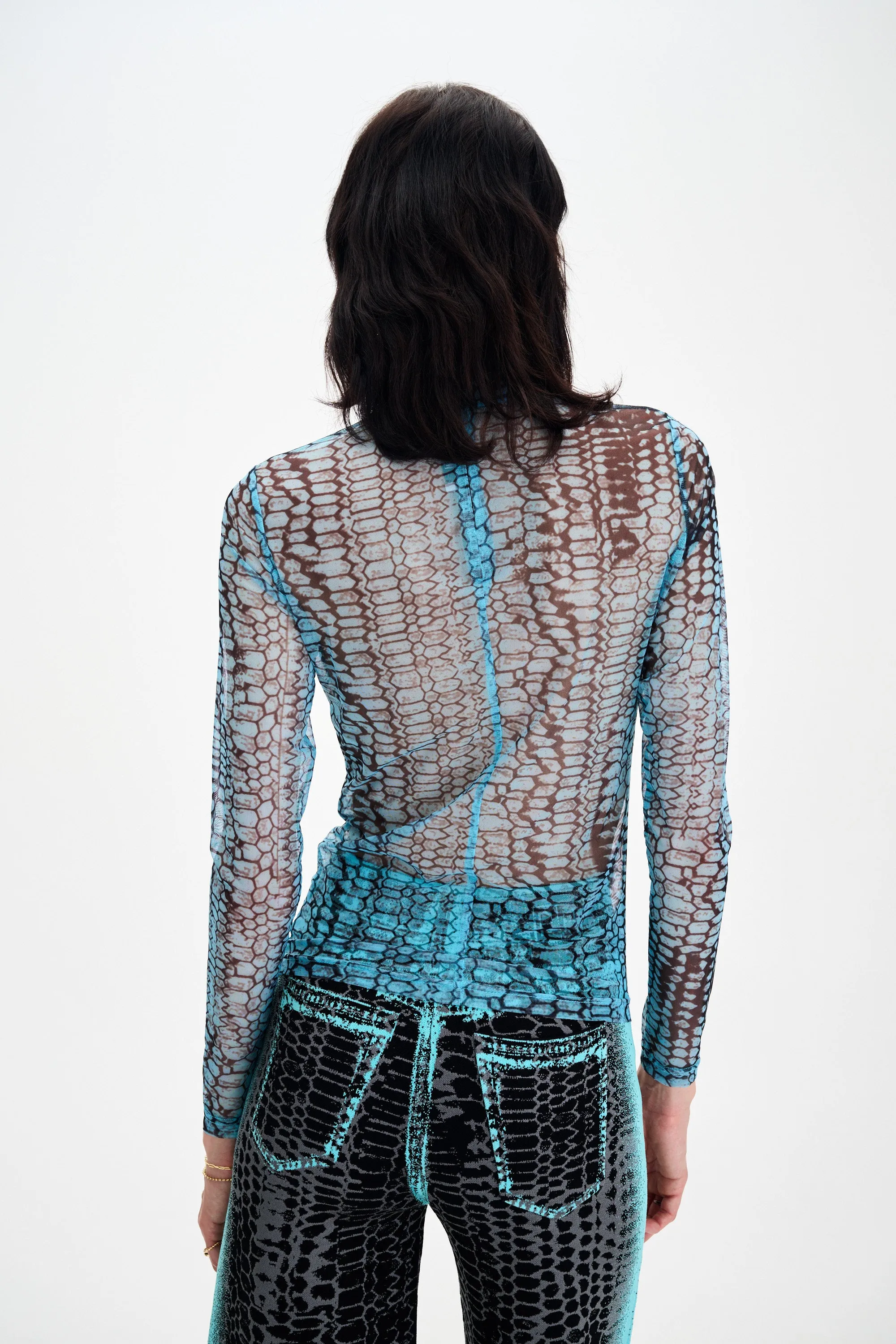 SULLEY TURTLENECK TOP Ribbed Hem Finish Self Fabric Tie