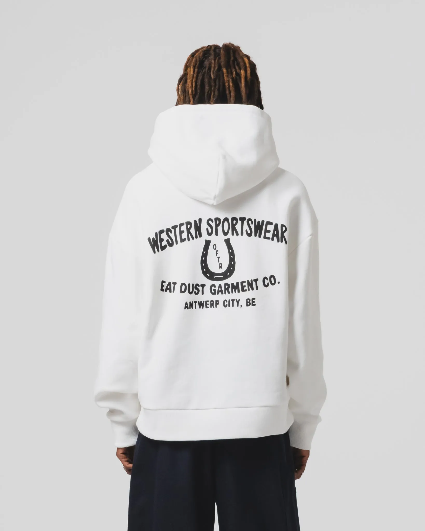 Western Sportswear Hoodie Basic Fleece White Garment Dyed Finish