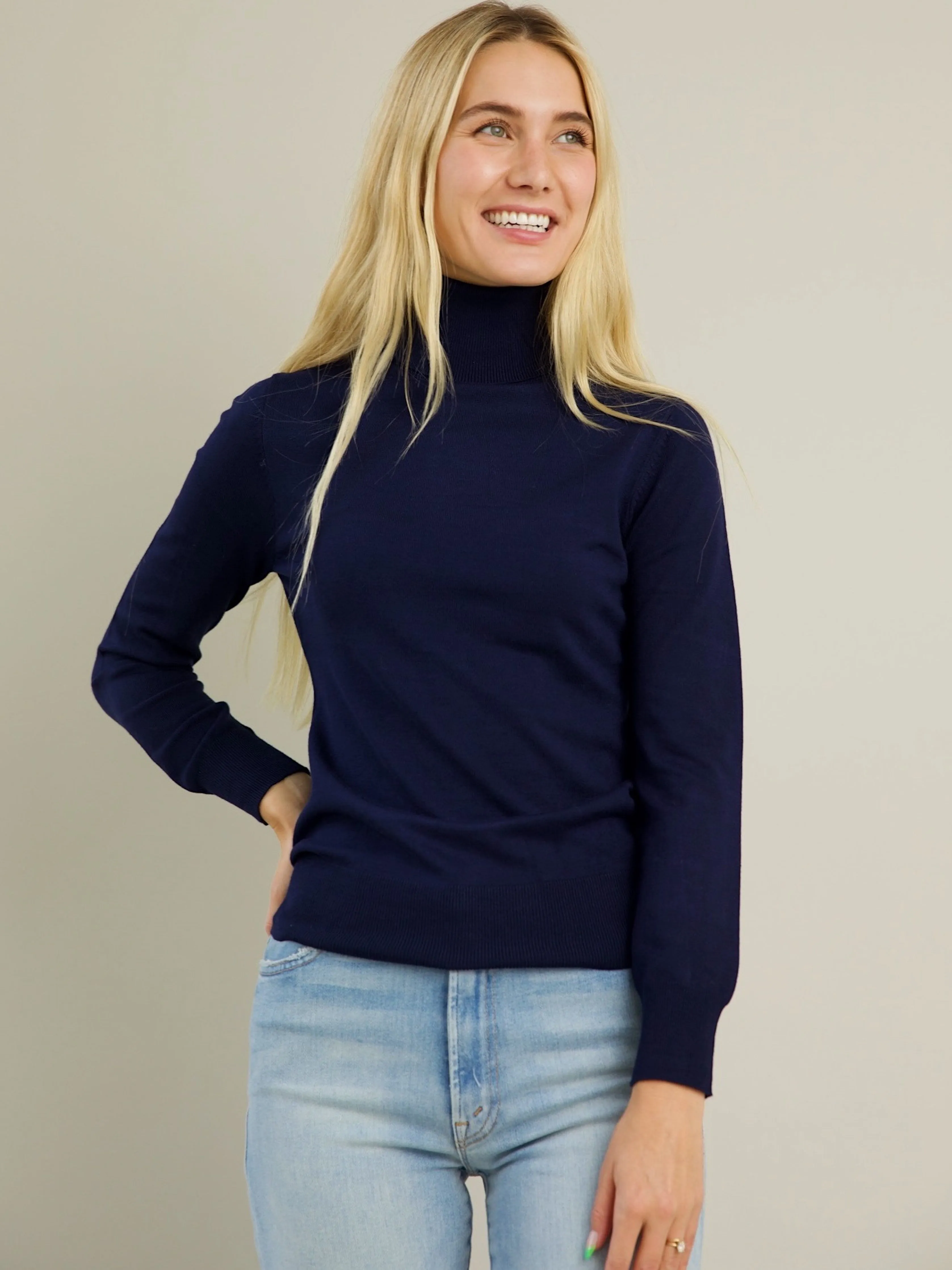 Blythe Turtleneck - Navy Chilly Day Layers Casual Chic Look