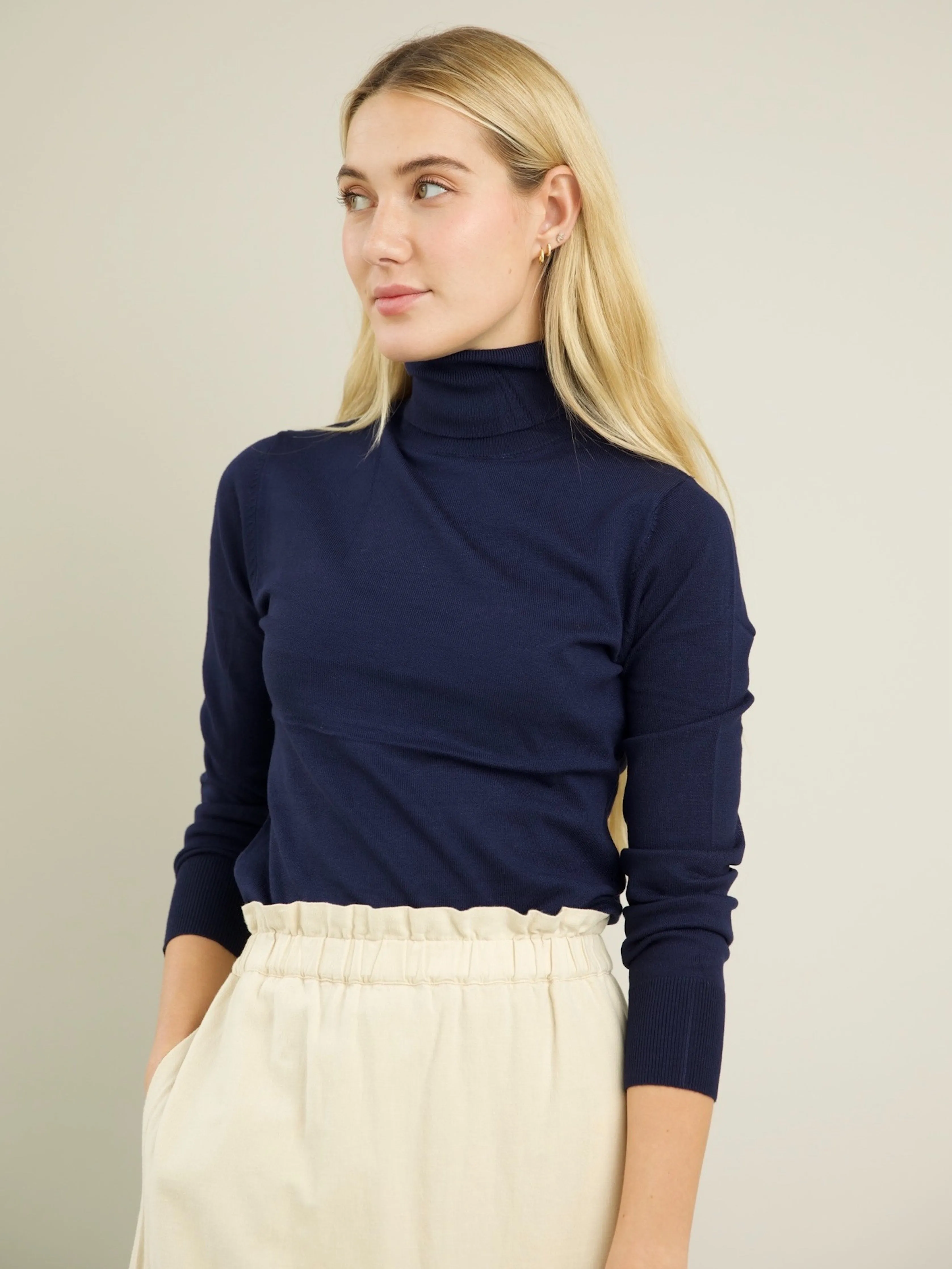 Warm Essentials Timeless Layer Blythe Turtleneck - Navy