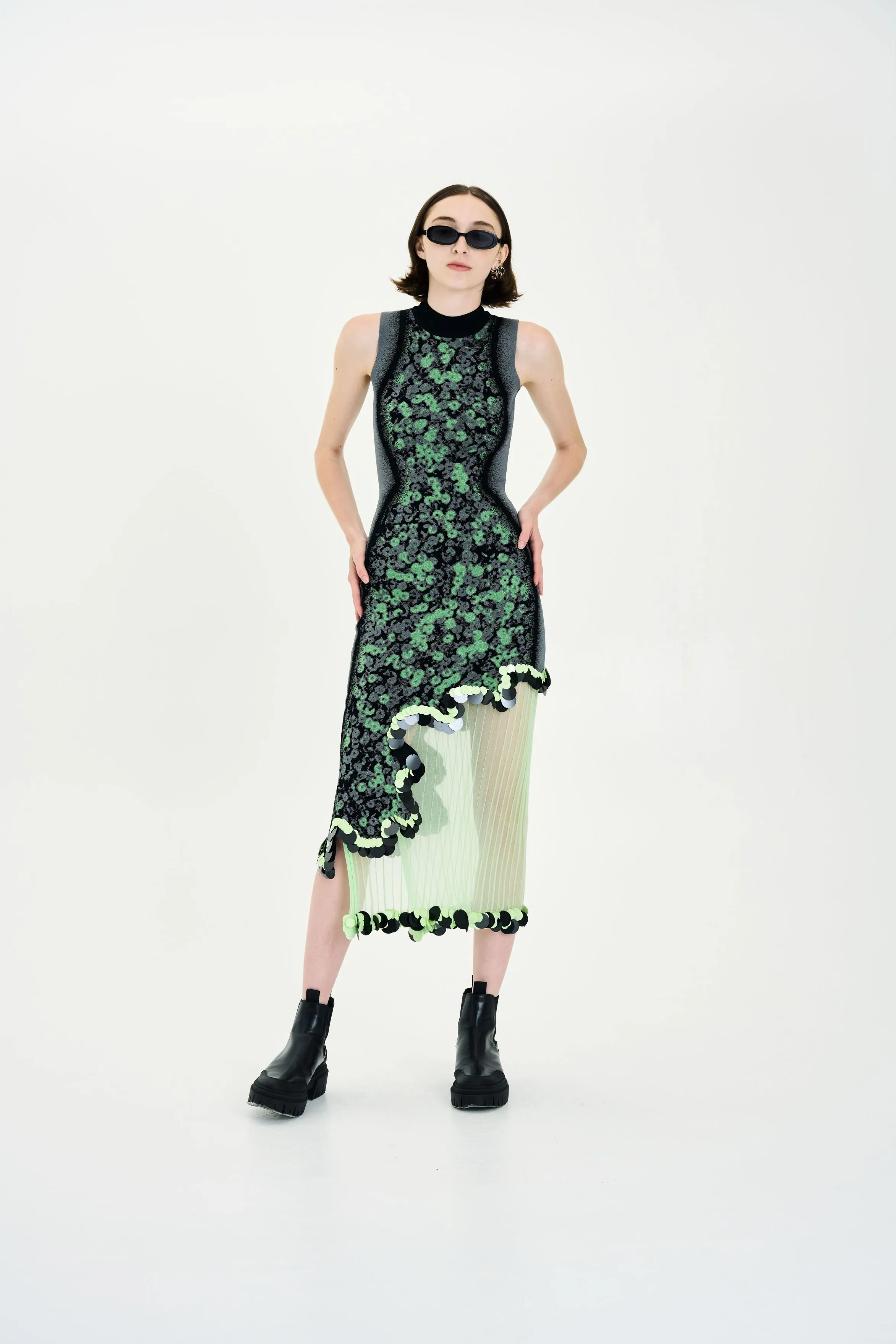 ASTER ORGANZA SHEER SKIRT WITH SEQUINS Rubberized grip Sustainable Material Blend