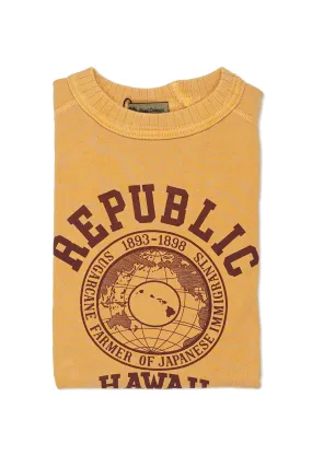 Nigel Cabourn Orange Cotton Print Short Sleeve Sweatshirt Day-To-Night Wear