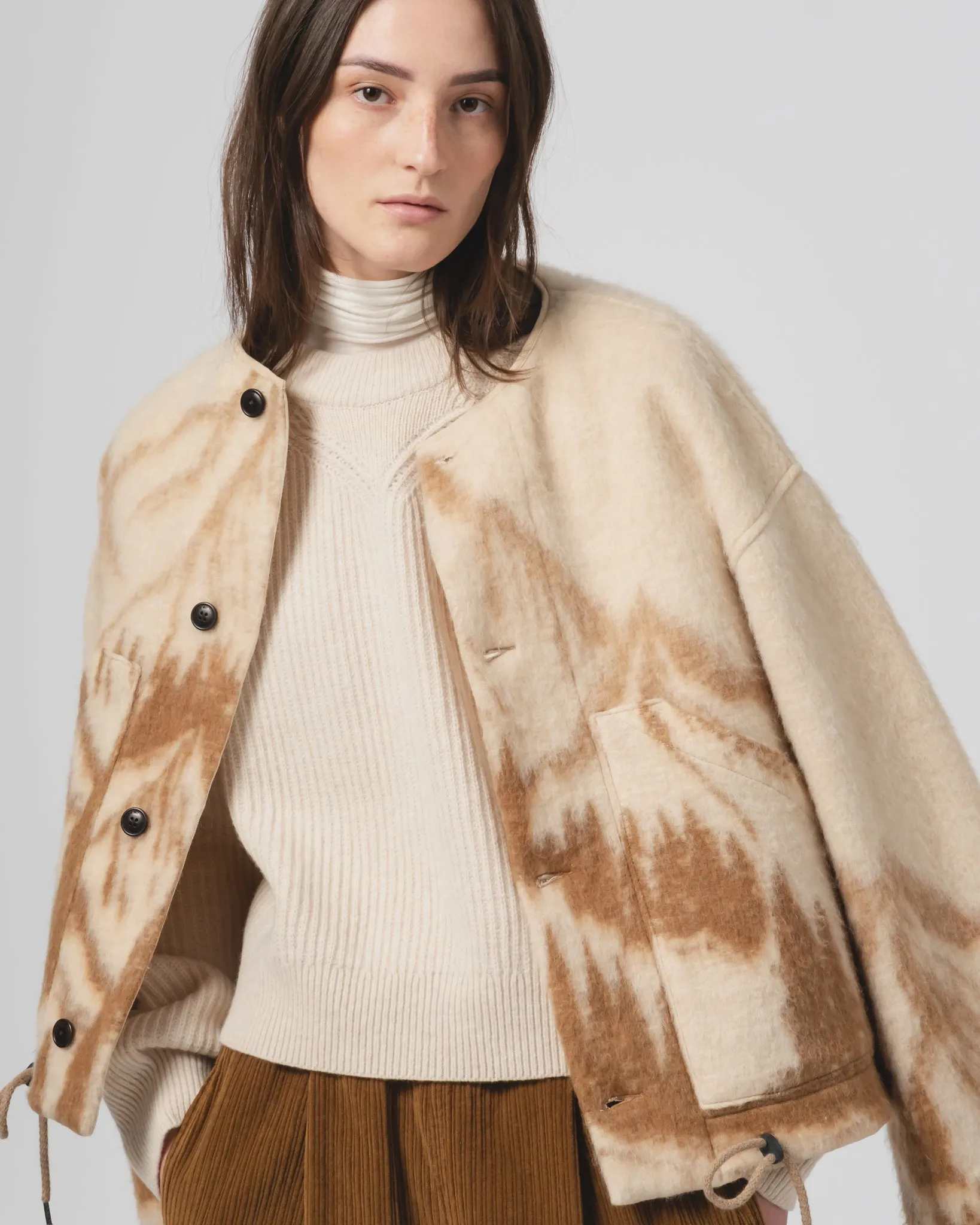 Reflective Safety Trim G.o.D Nuclear Jacket Mountain Jacquard Cream/Brown