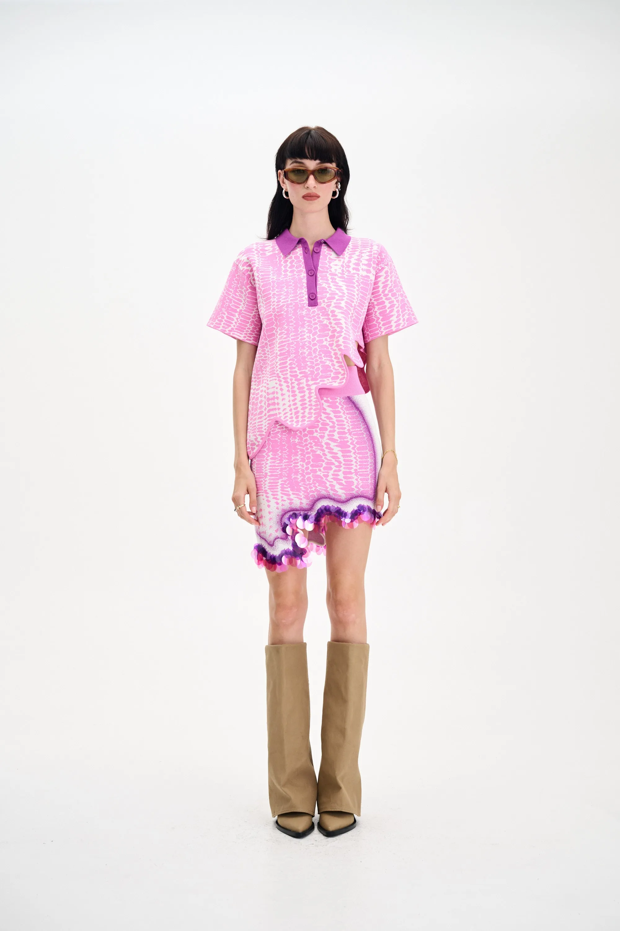 EBONY WAVY POLO SHIRT Layered Look