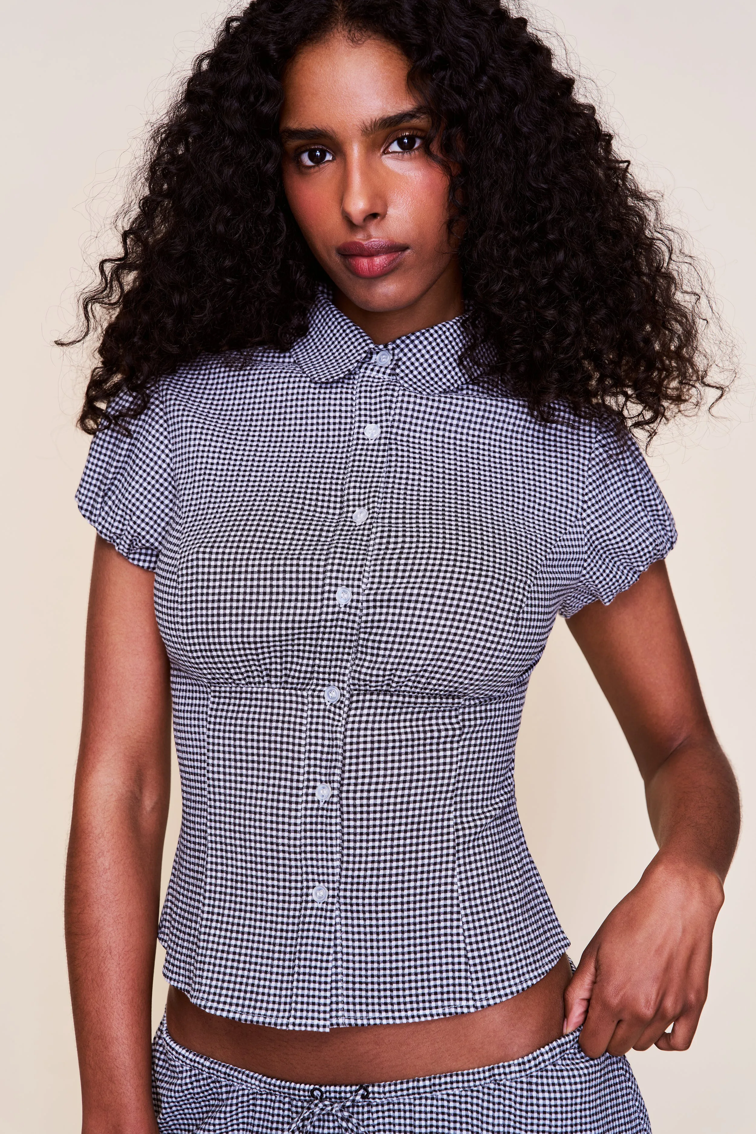 Breathable Underarm Gussets Liana Gingham Top
