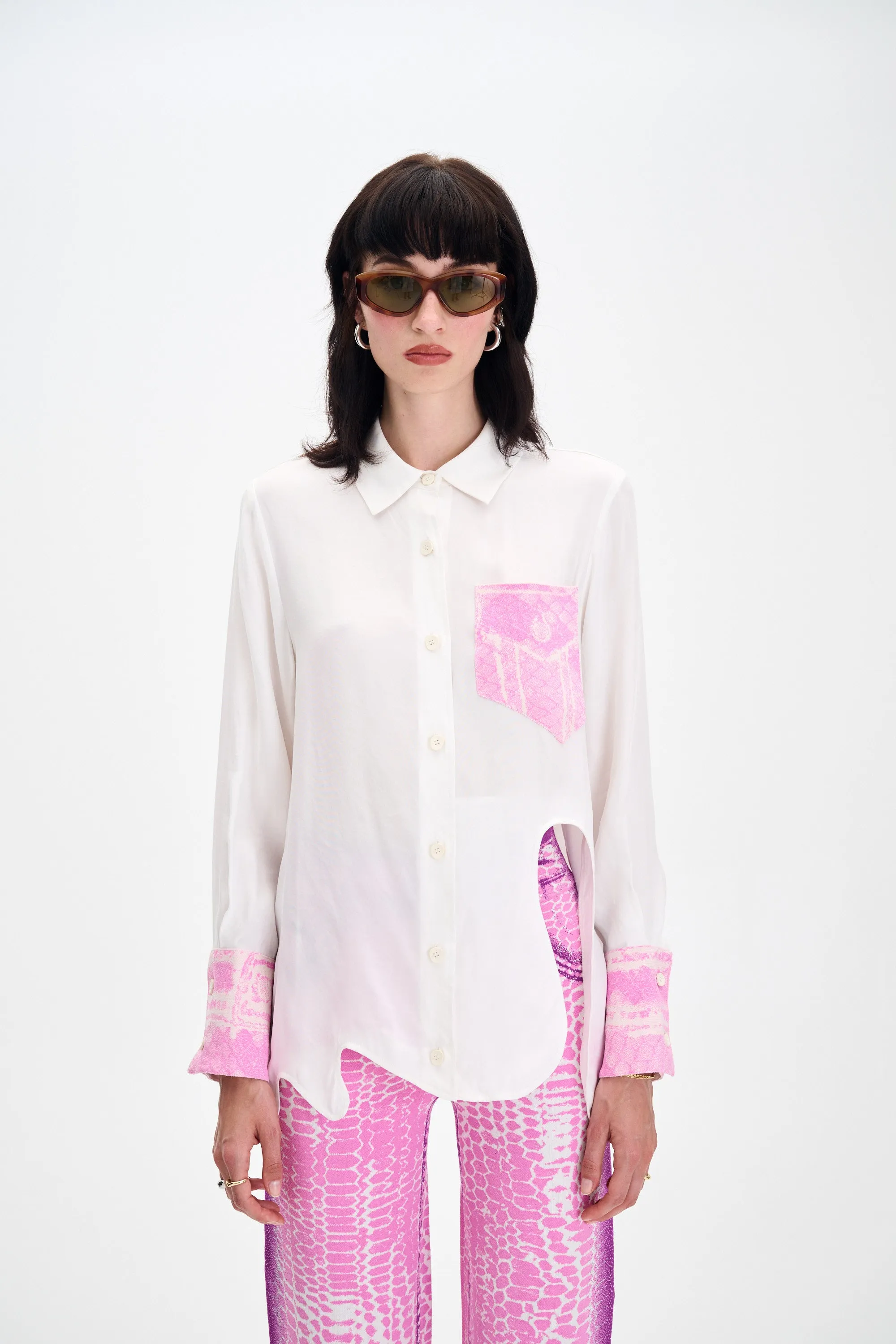 Flexible Cuffs SEVERUS MIXED MEDIA OVERSIZED SHIRT