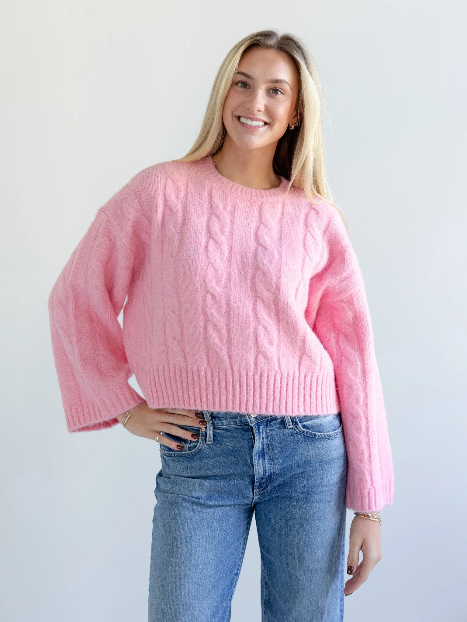 Millie Cable Knit Sweater Light Layer