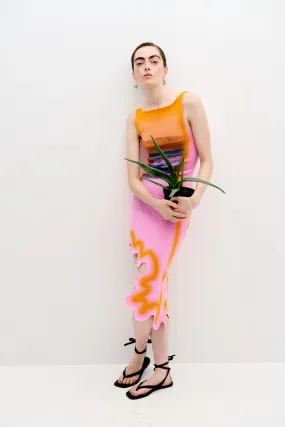 HAZEL REVERSIBLE WAVY ASYMMETRIC DRESS Side Pleats